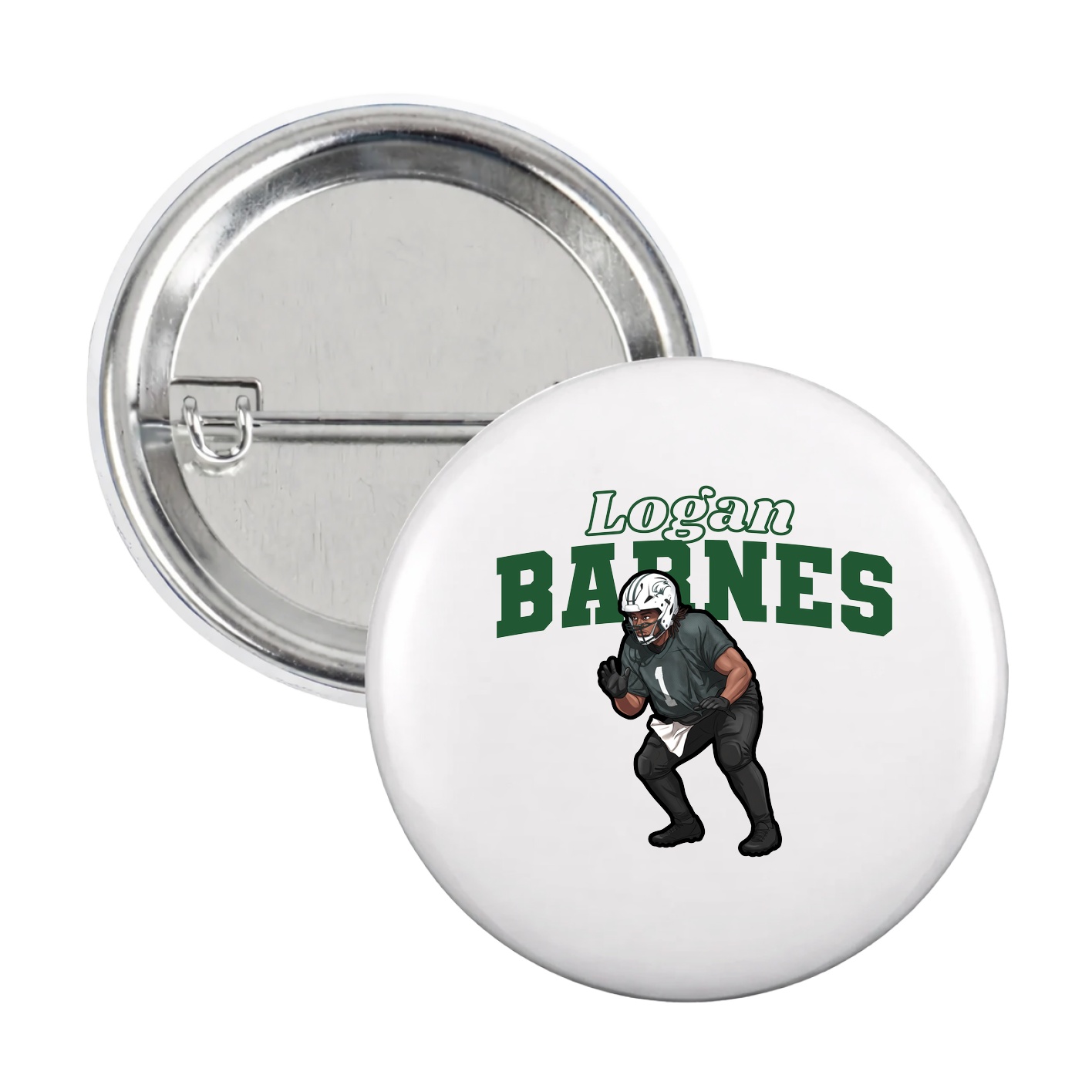 Game Day Button — Name Arch in White