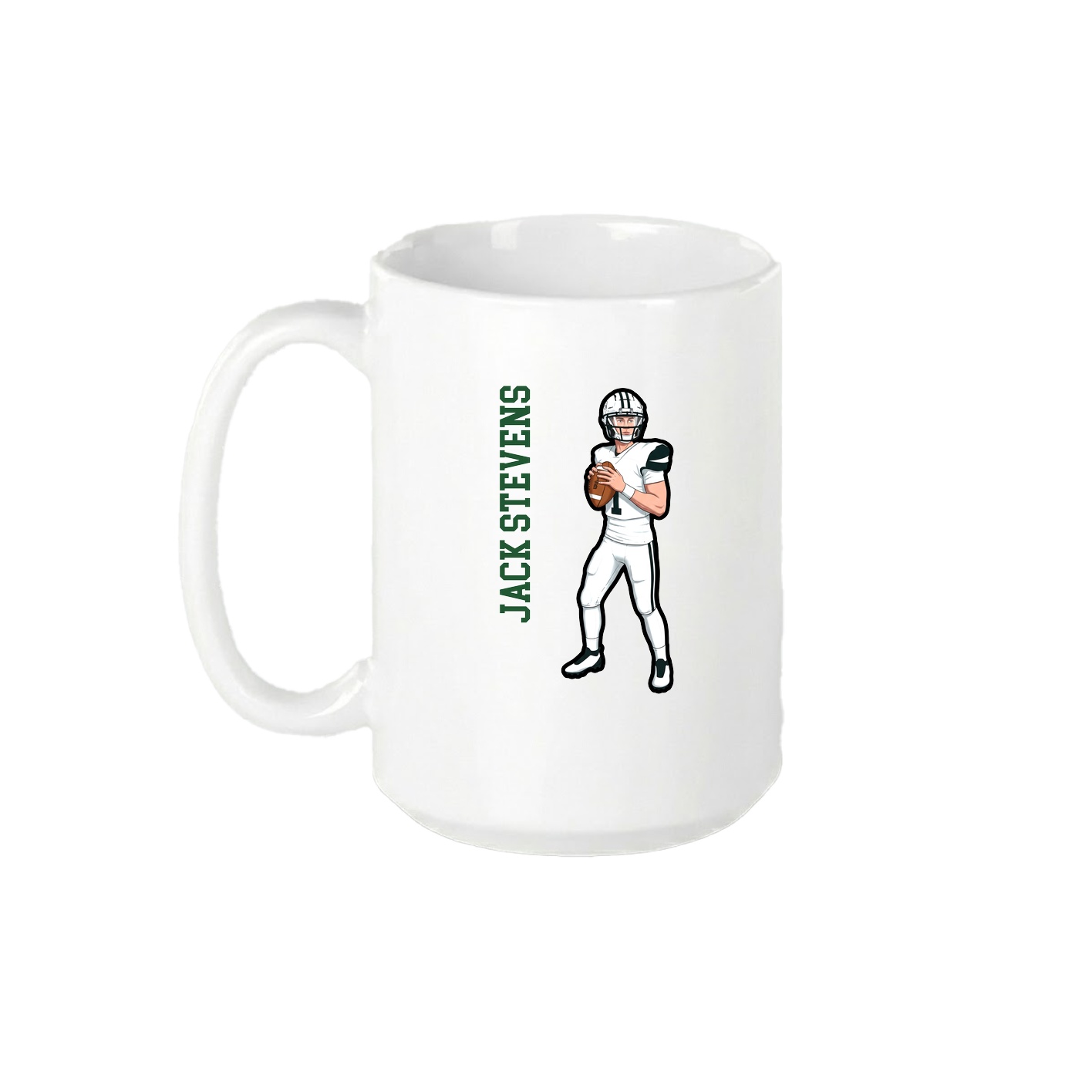 15oz Coffee Mug — Name Vertical in White