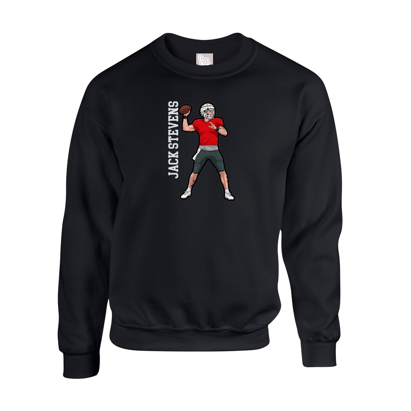 Fleece Crew — Name Vertical in Black