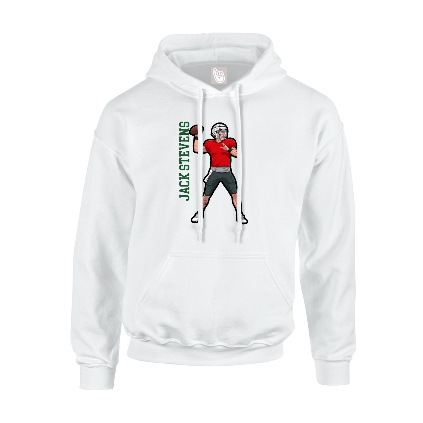 Youth Hoodie — Name Vertical in White