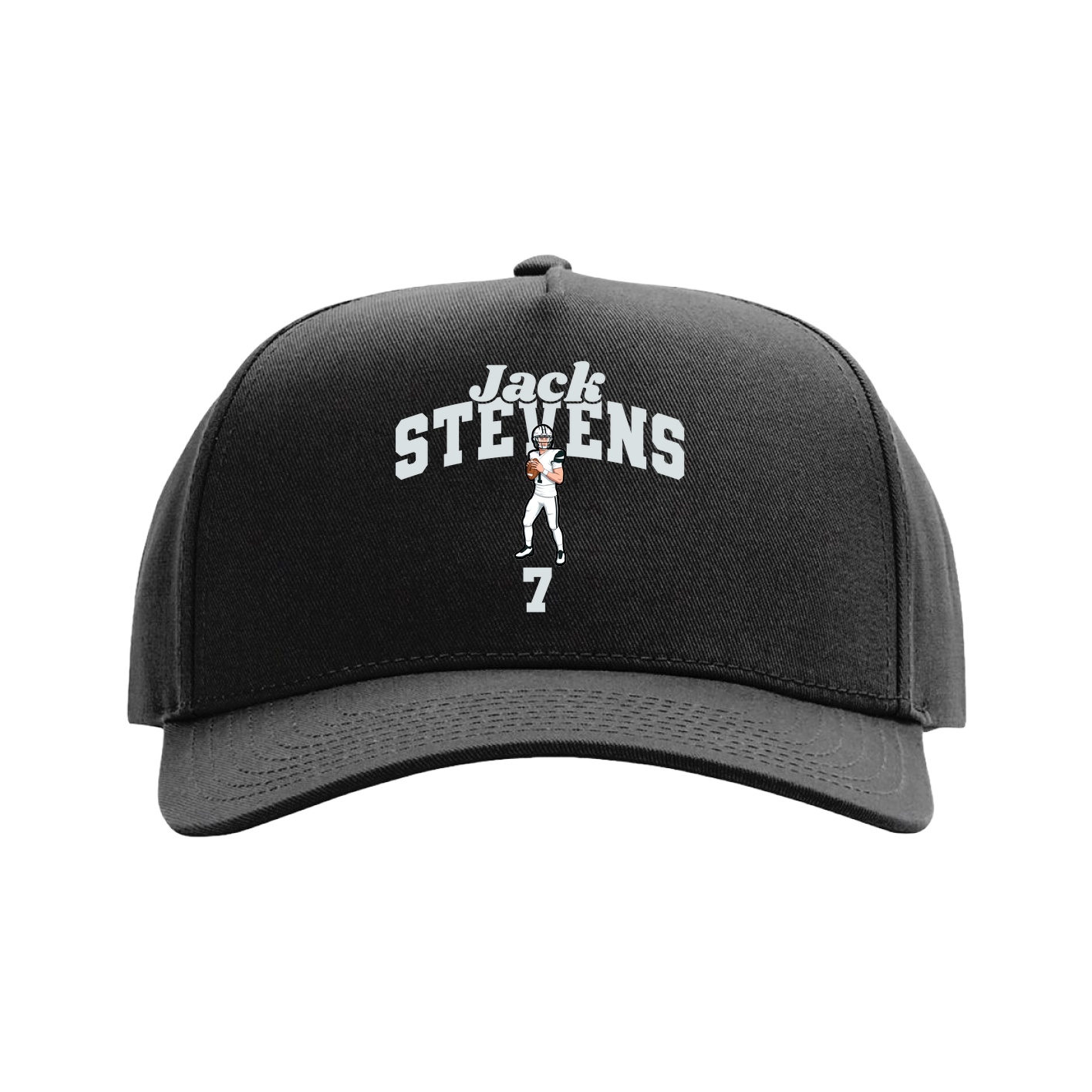 Full Fabric Five-Panel Champ Cap — Signature Arch in Black