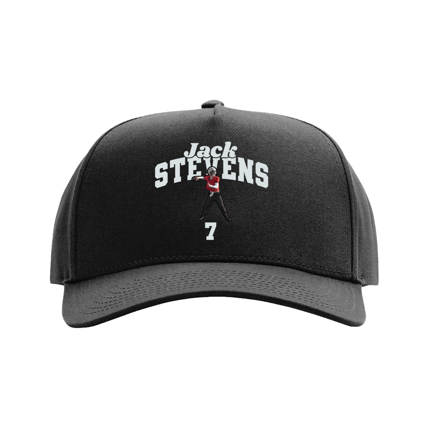 Full Fabric Five-Panel Champ Cap — Signature Arch in Black