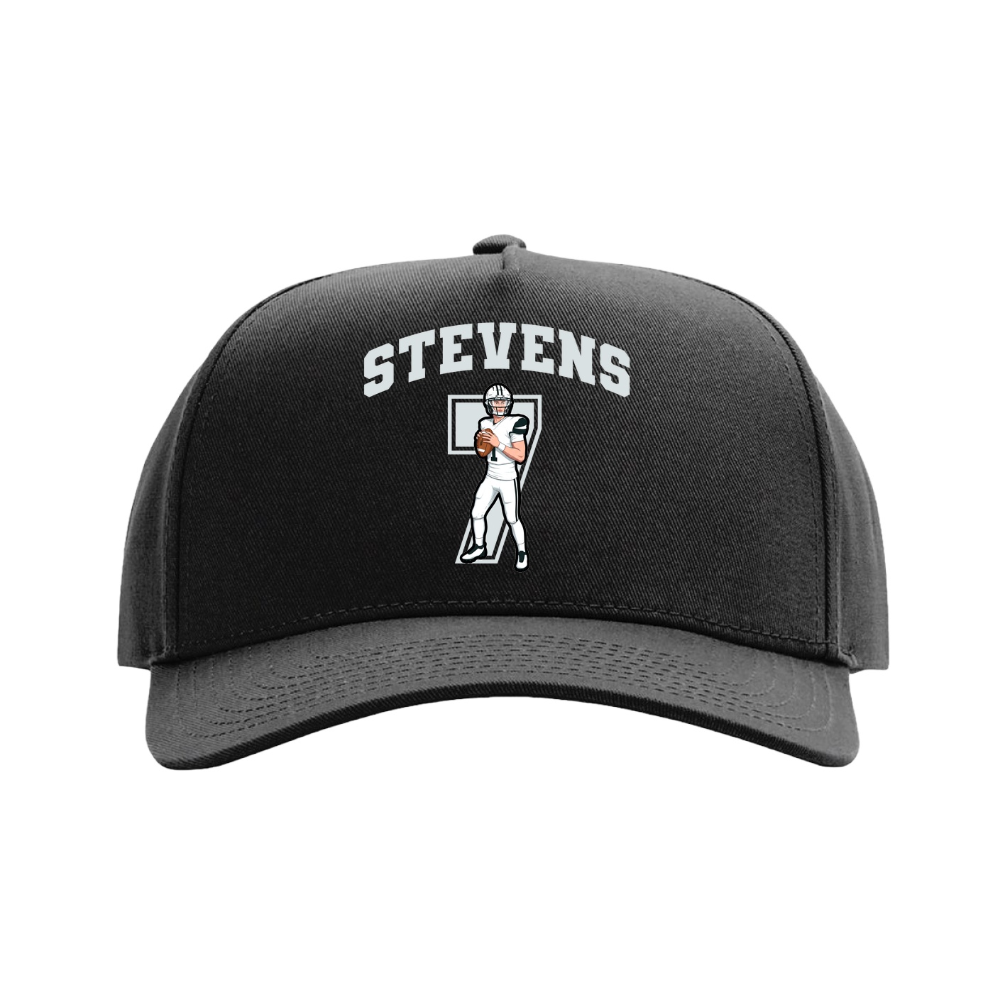 Full Fabric Five-Panel Champ Cap — Number in Black