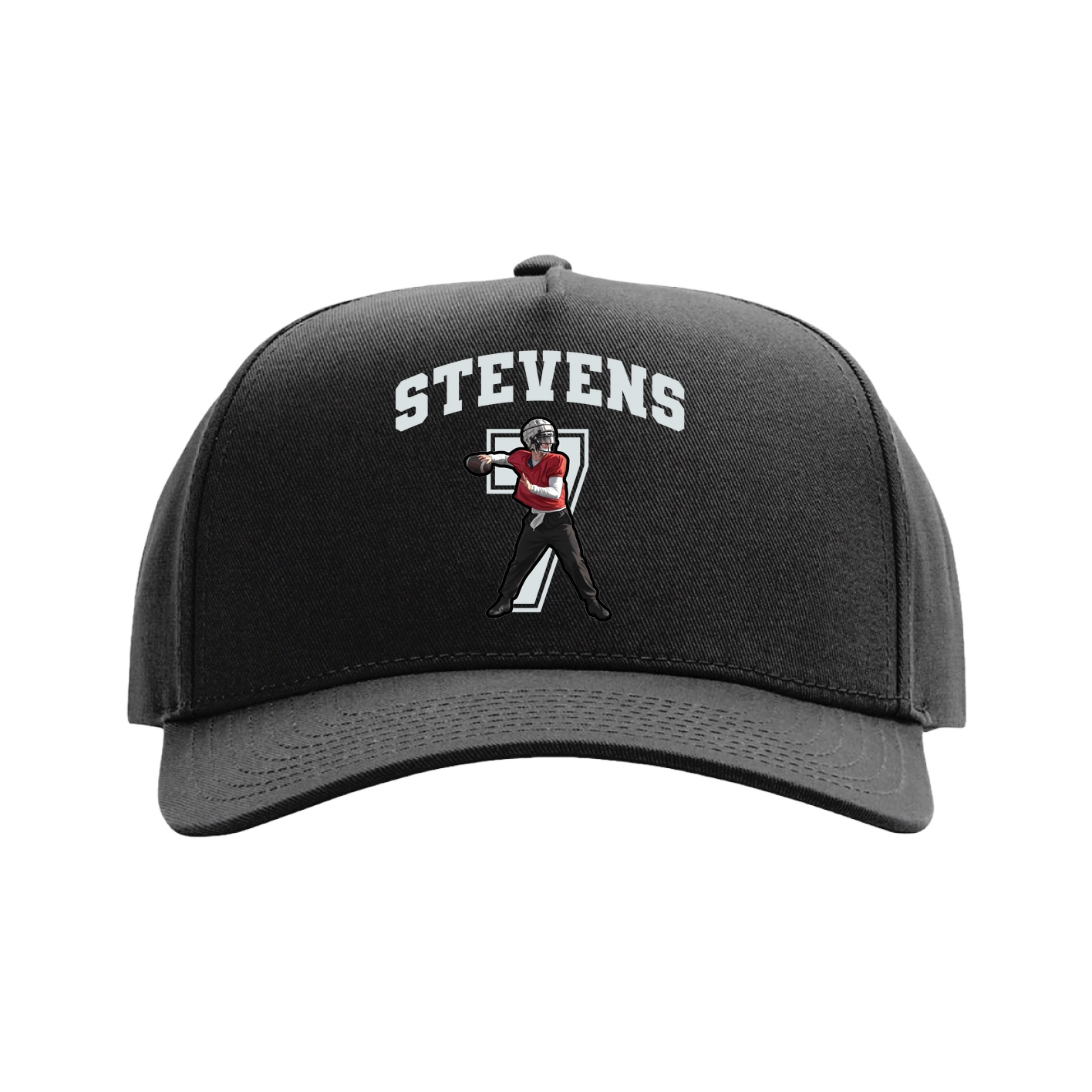 Full Fabric Five-Panel Champ Cap — Number in Black