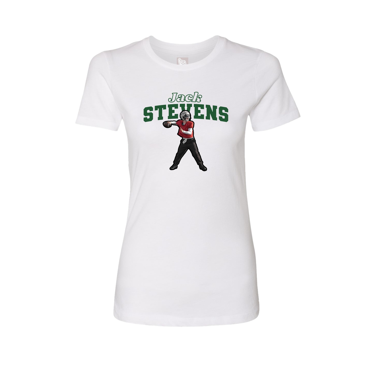 Fitted Women's Tee — Name Arch in White