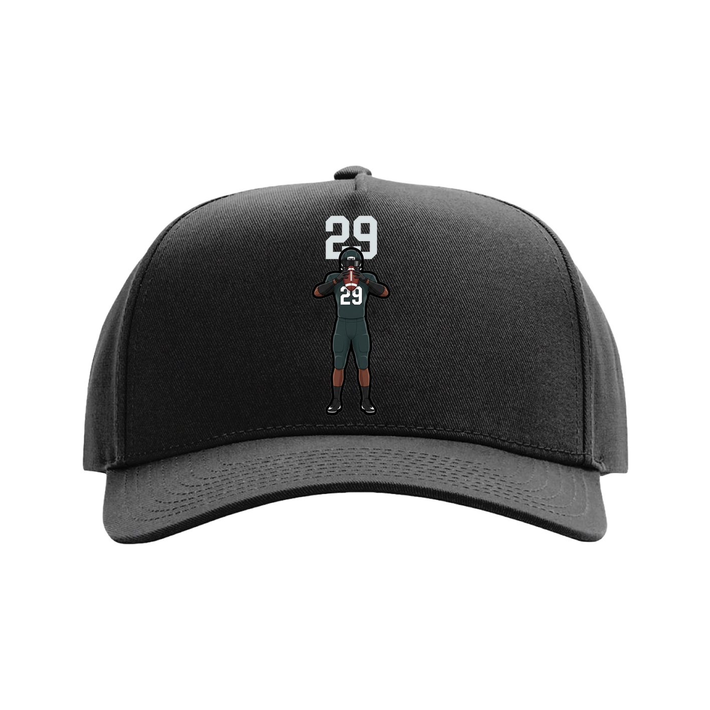 Full Fabric Five-Panel Champ Cap — Number Top in Black