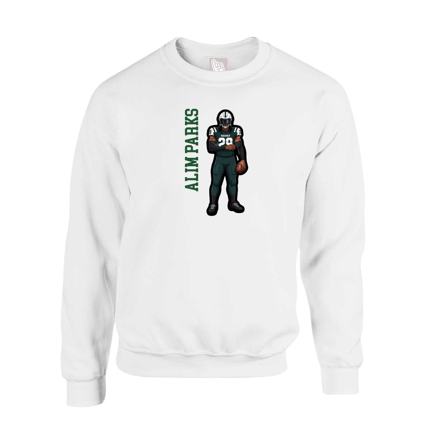 Fleece Crew — Name Vertical in White