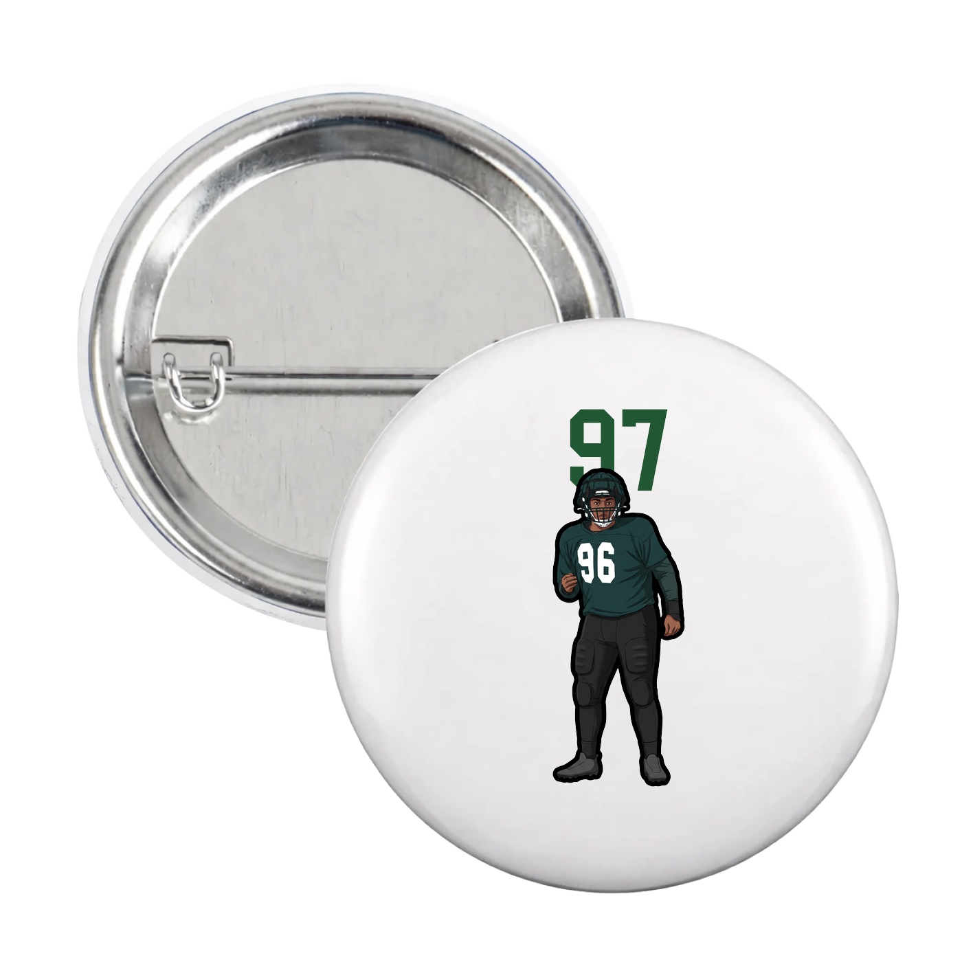 Game Day Button — Number Top in White