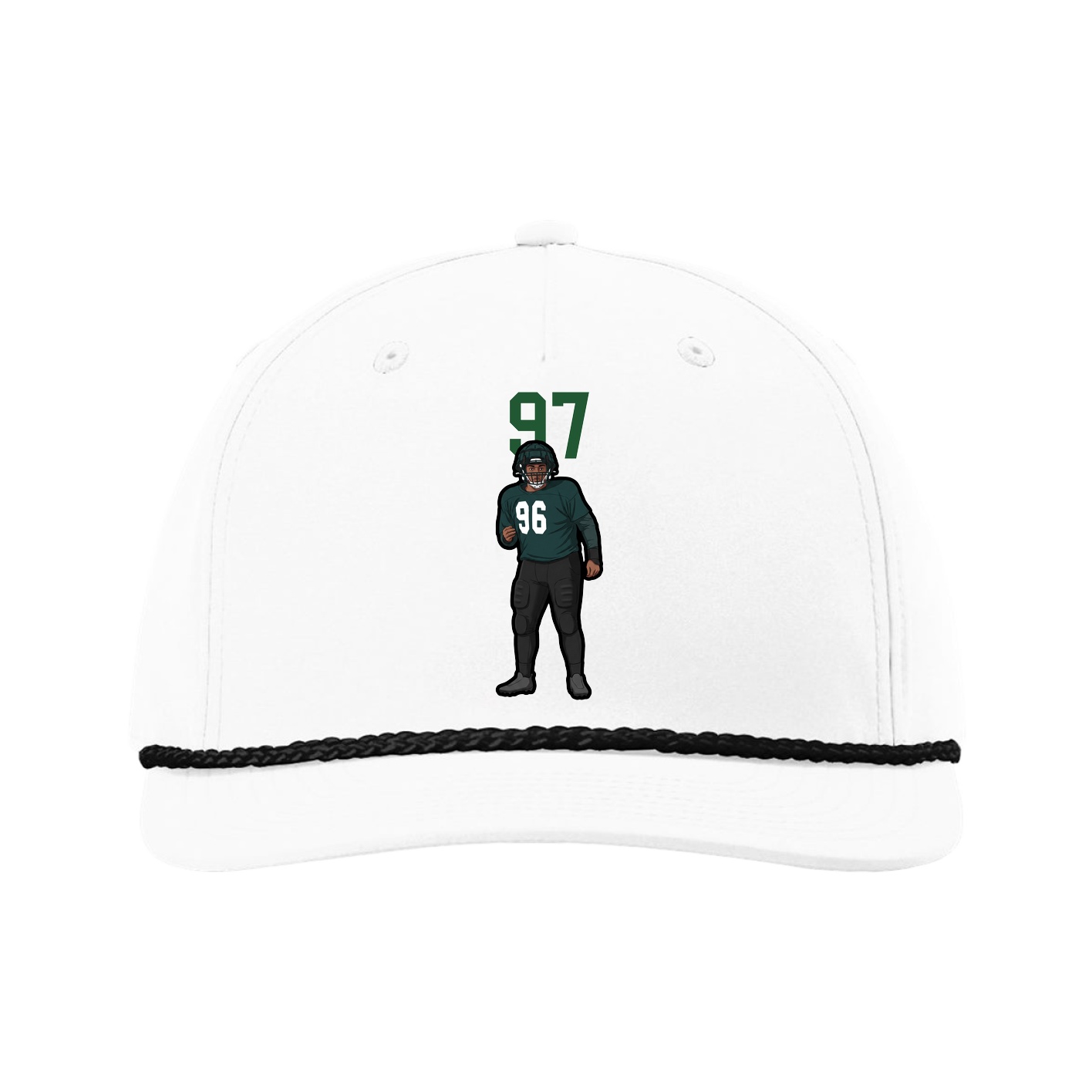 Five-Panel Classic Rope Cap — Number Top in White