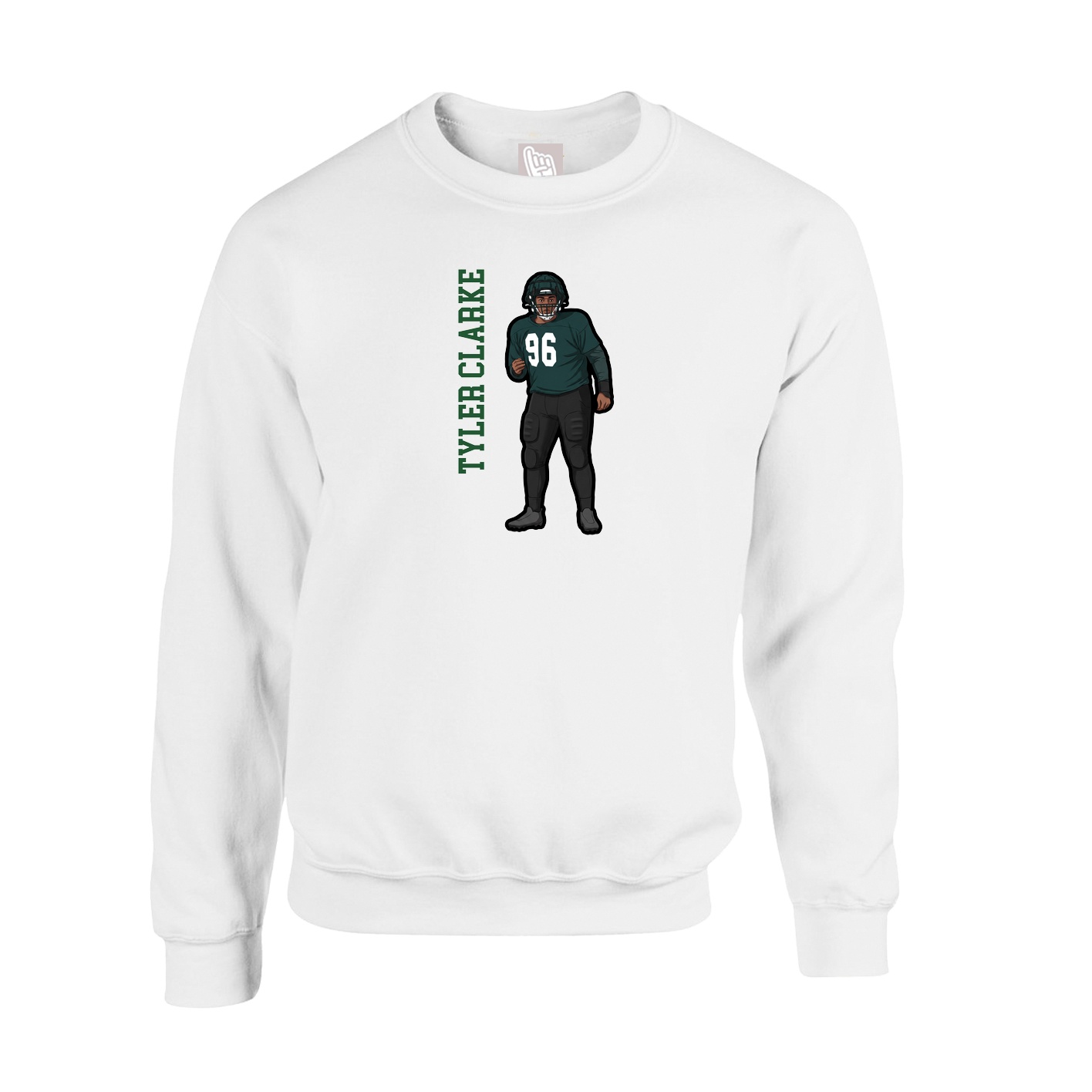 Fleece Crew — Name Vertical in White