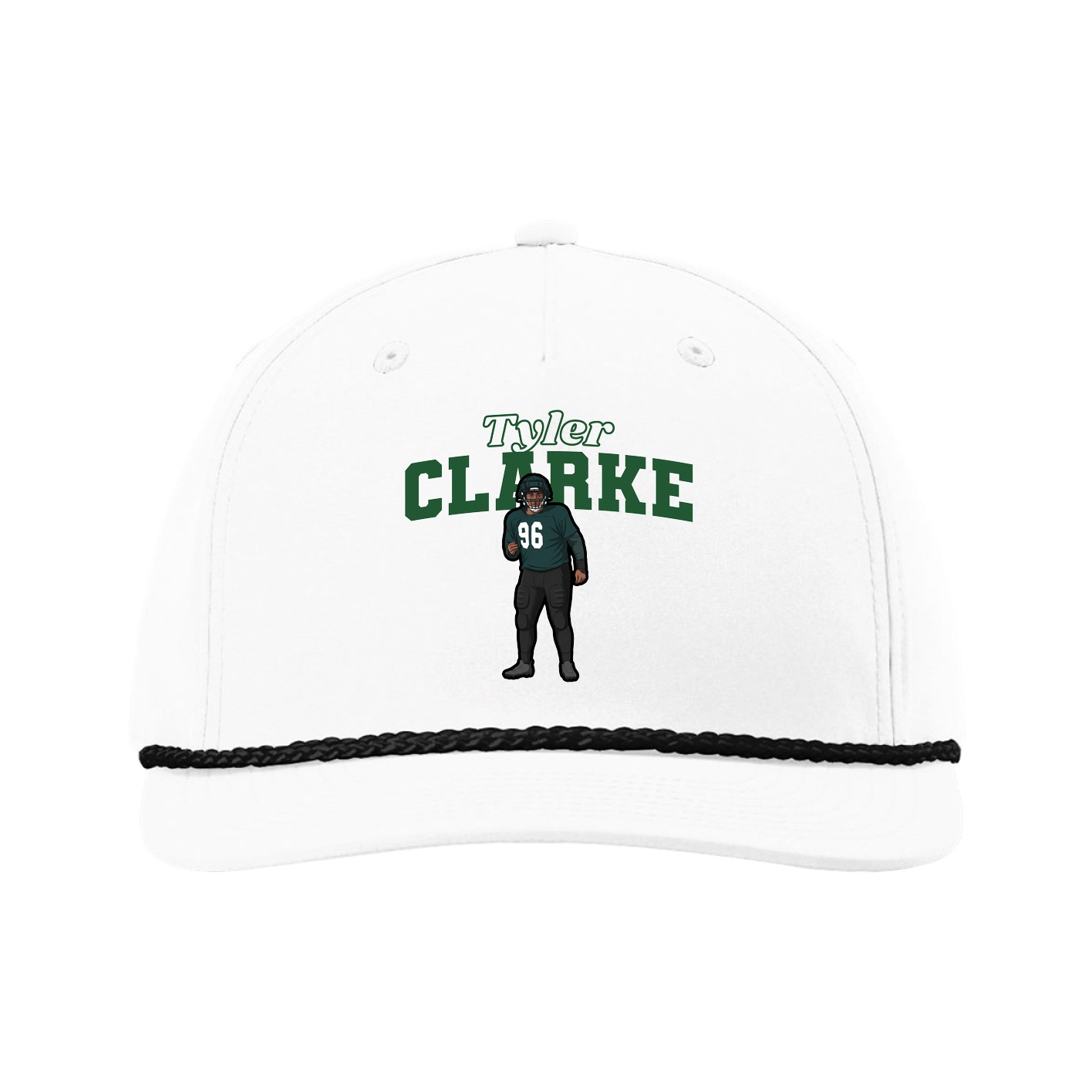 Five-Panel Classic Rope Cap — Name Arch in White