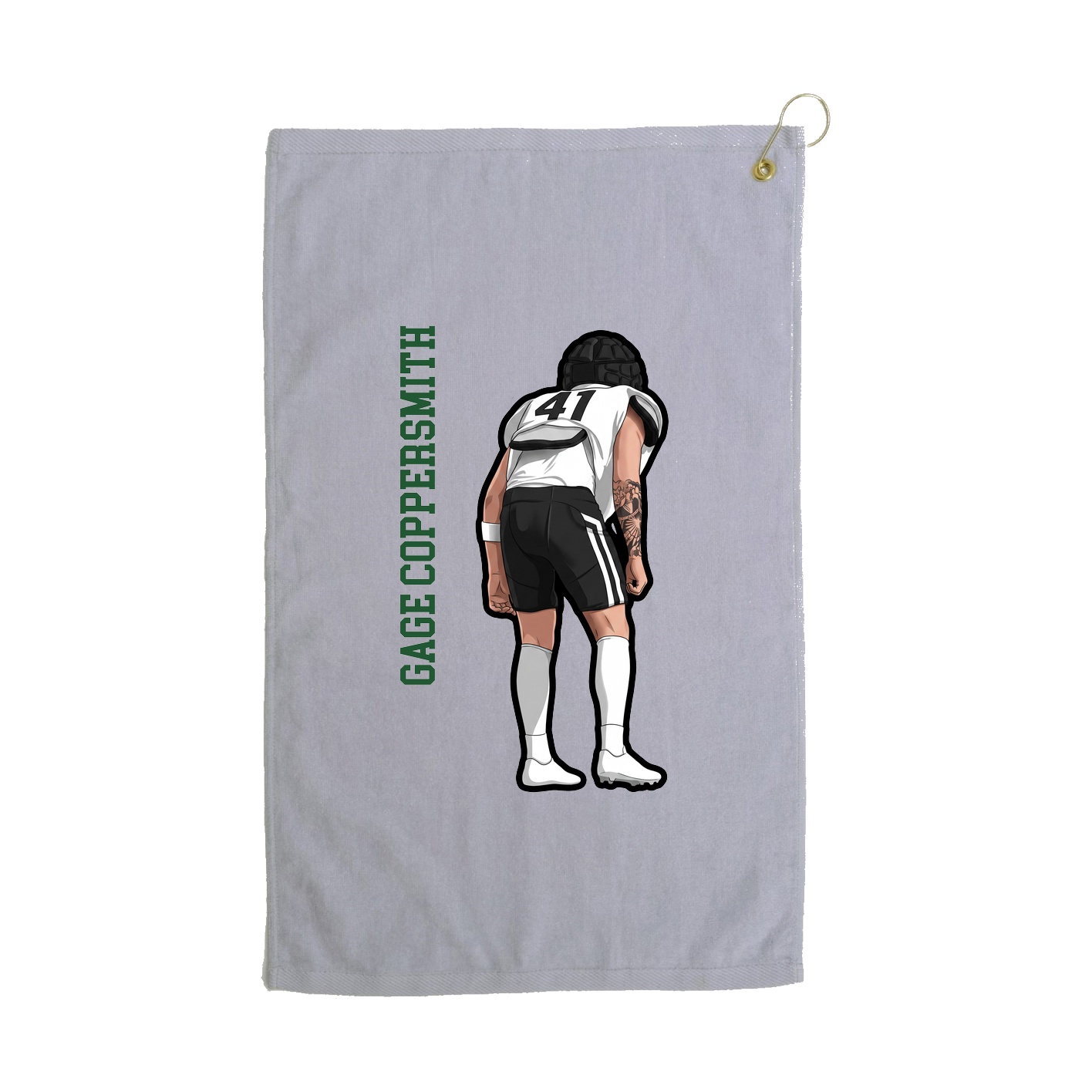 Golf Towel — Name Vertical in Grey