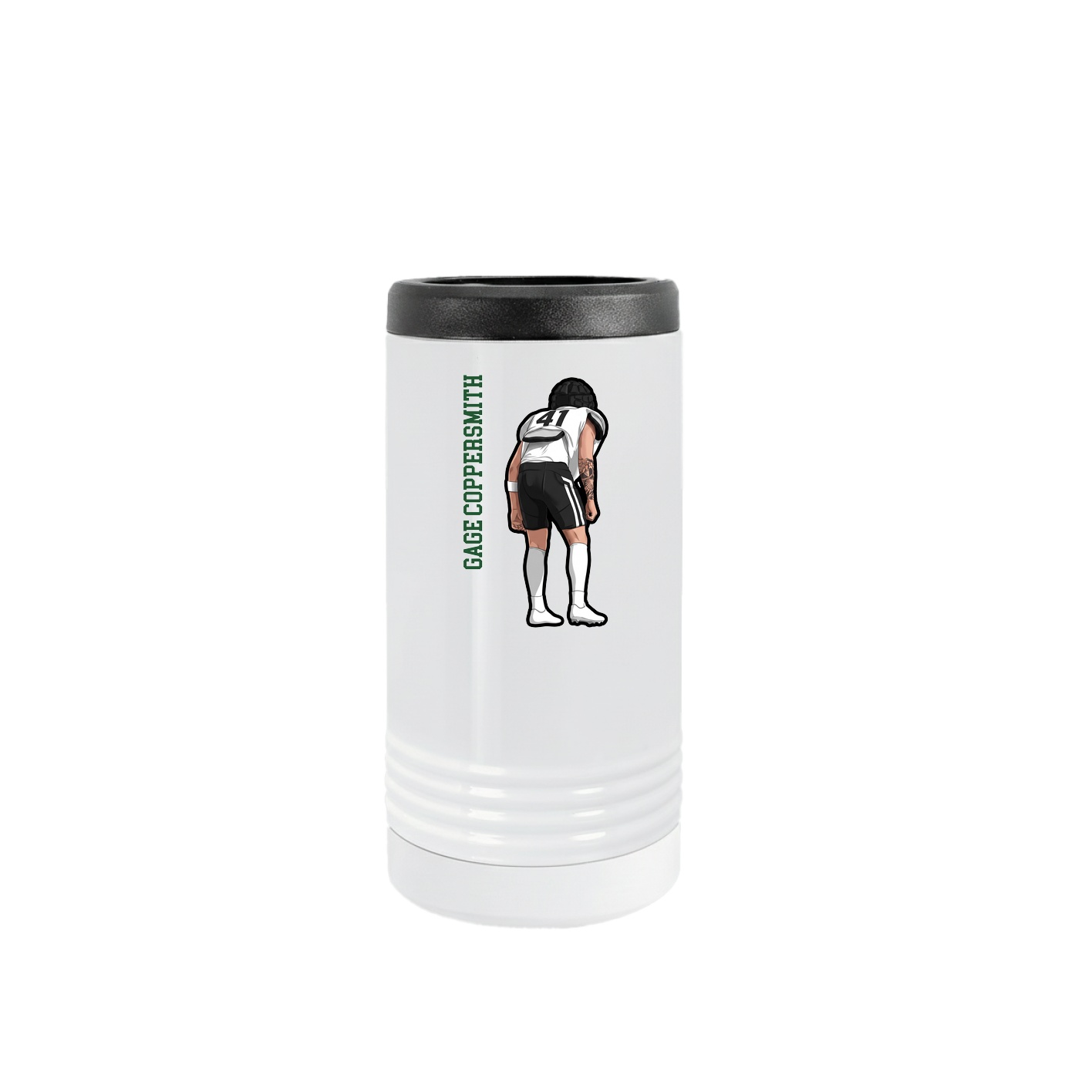 Slim Beverage Holder — Name Vertical in White