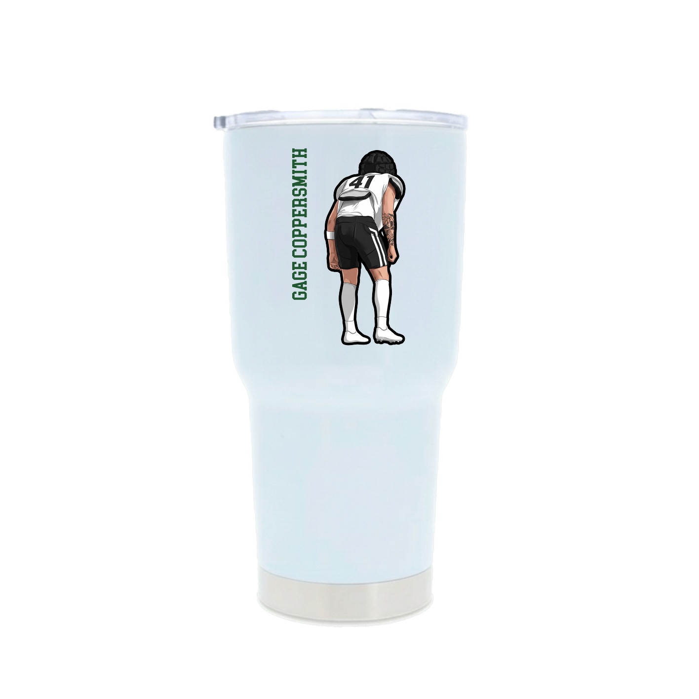 30oz Stainless Steel Tumbler — Name Vertical in White