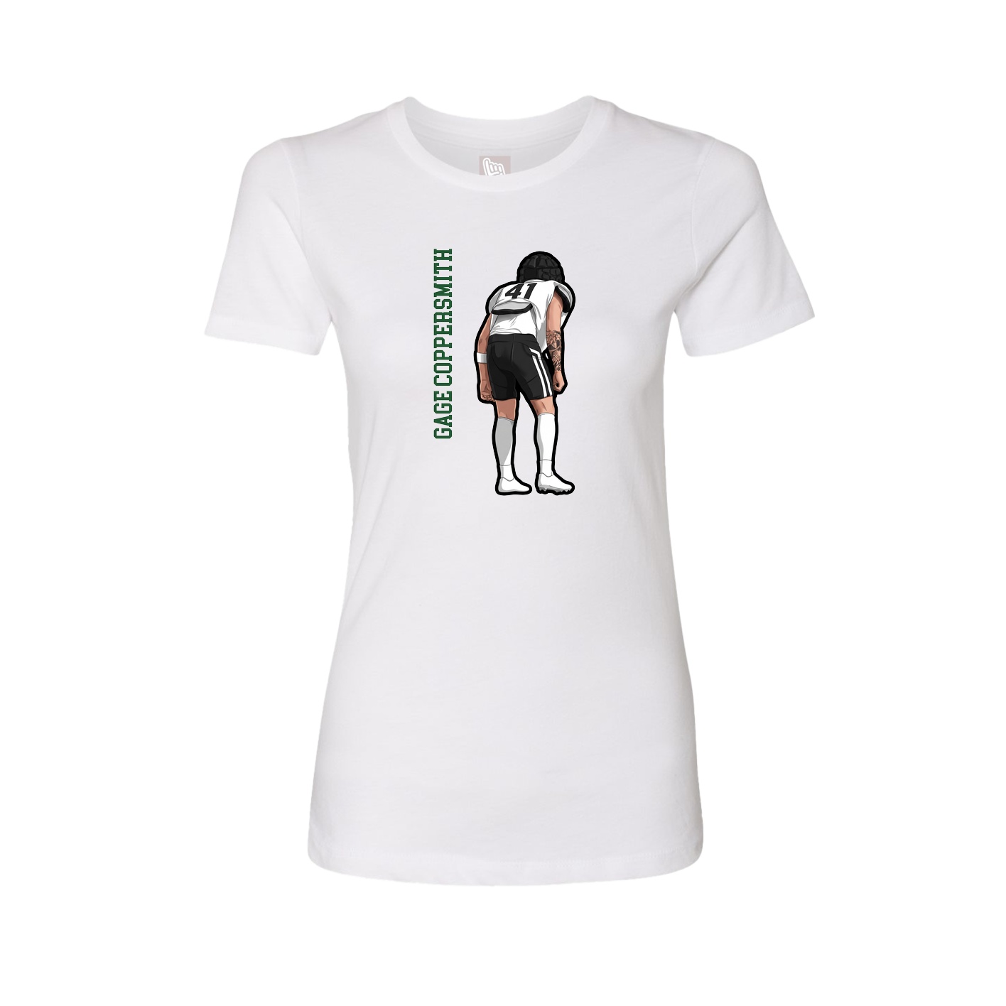 Fitted Women's Tee — Name Vertical in White