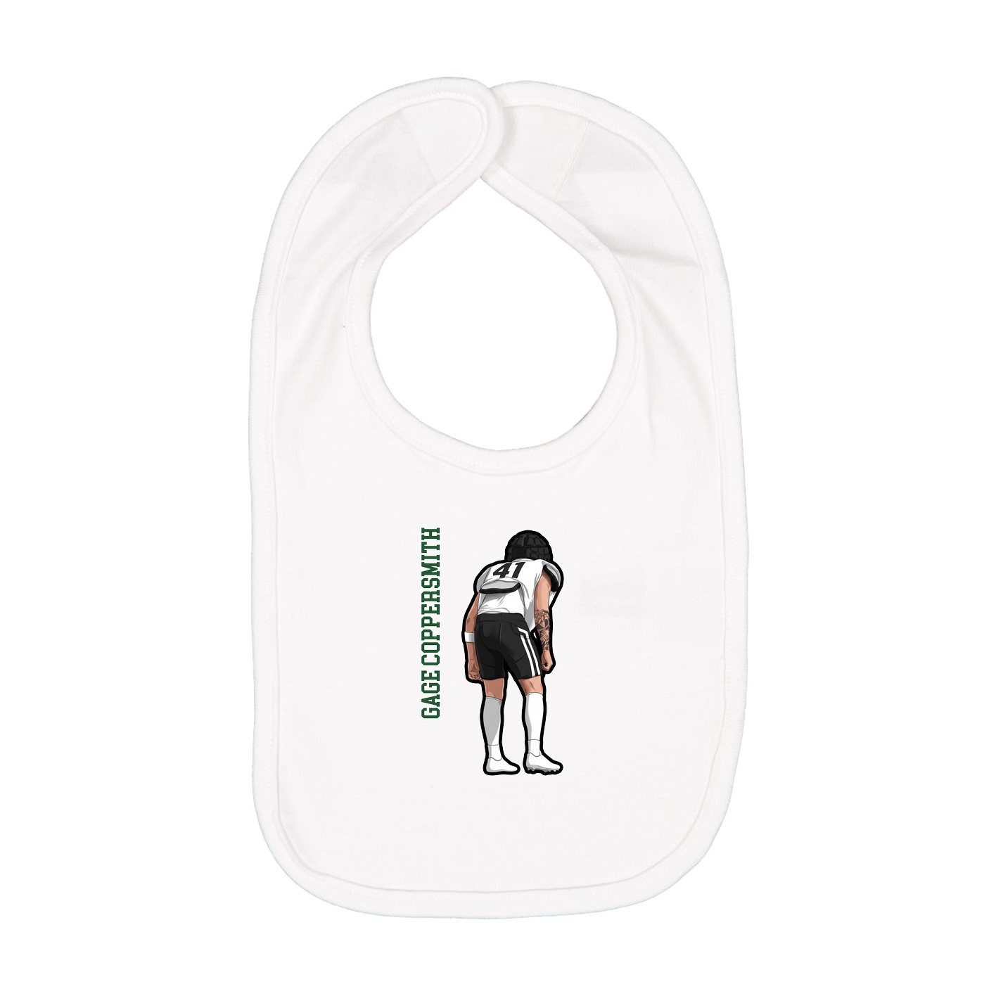 Infant Bib — Name Vertical in White