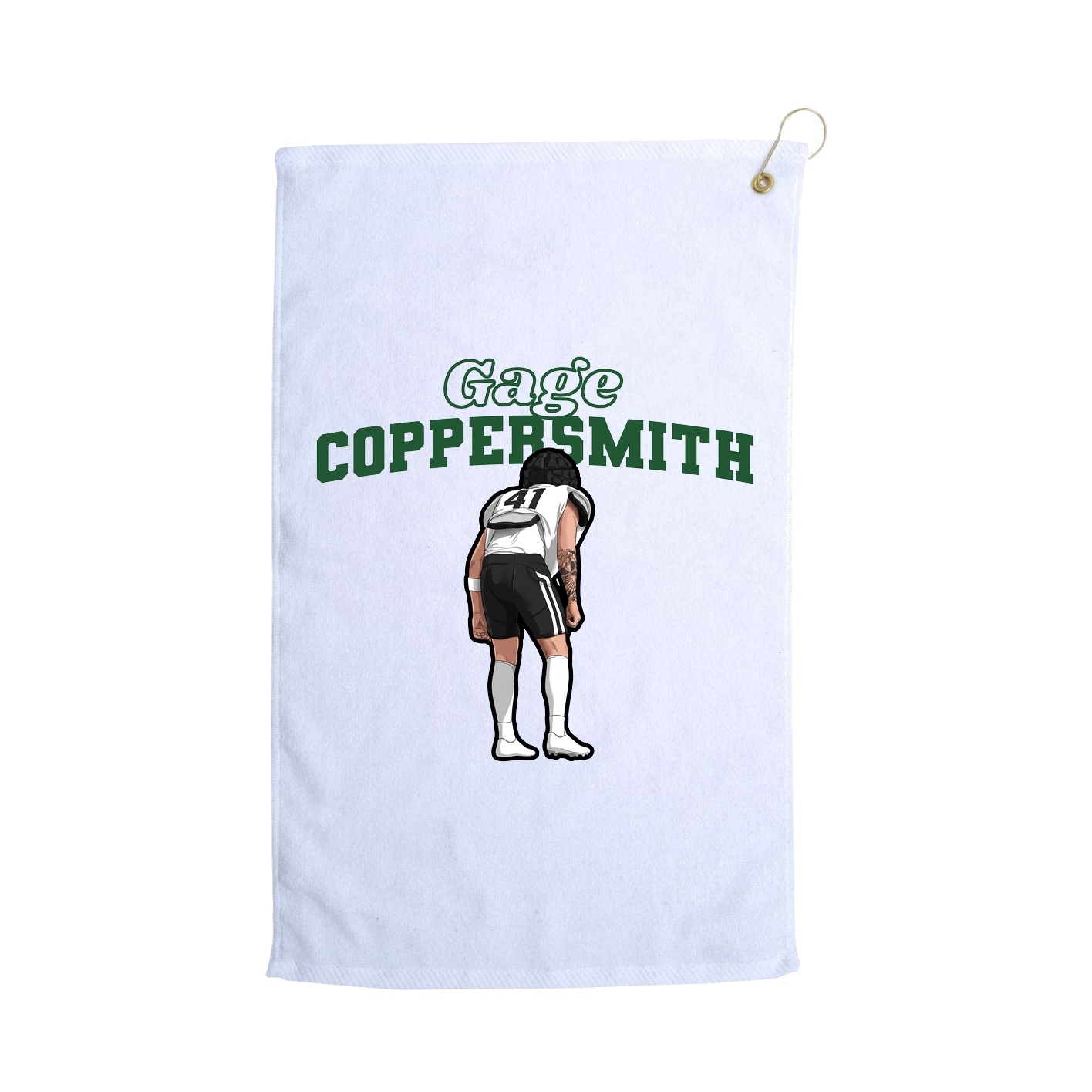 Golf Towel — Name Arch in White