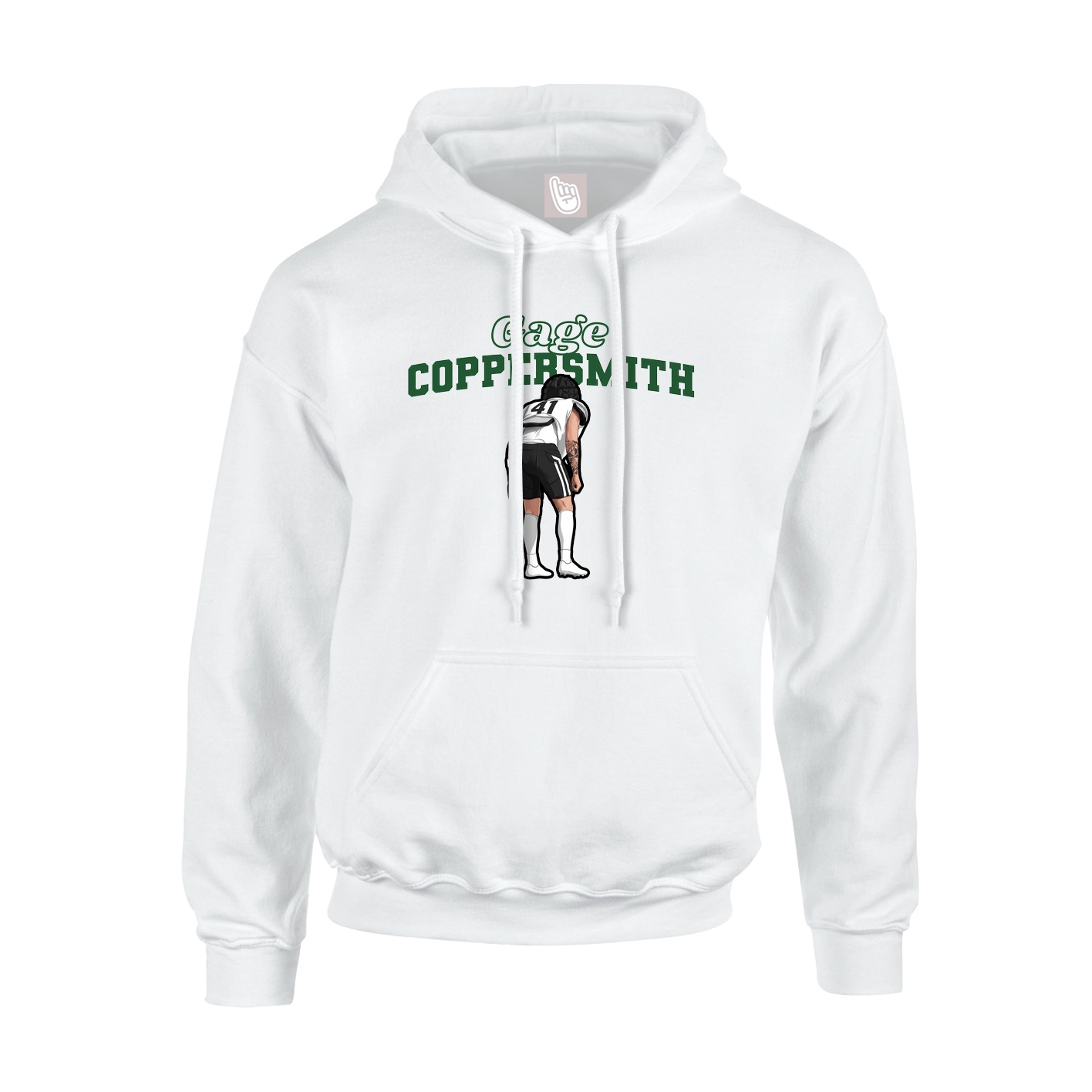Youth Hoodie — Name Arch in White