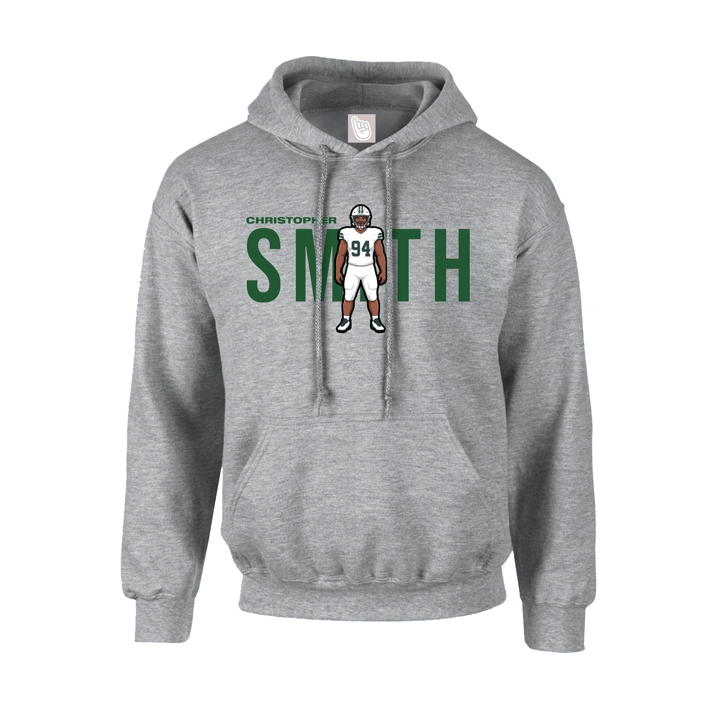 Hoodie — Player Name in Grey