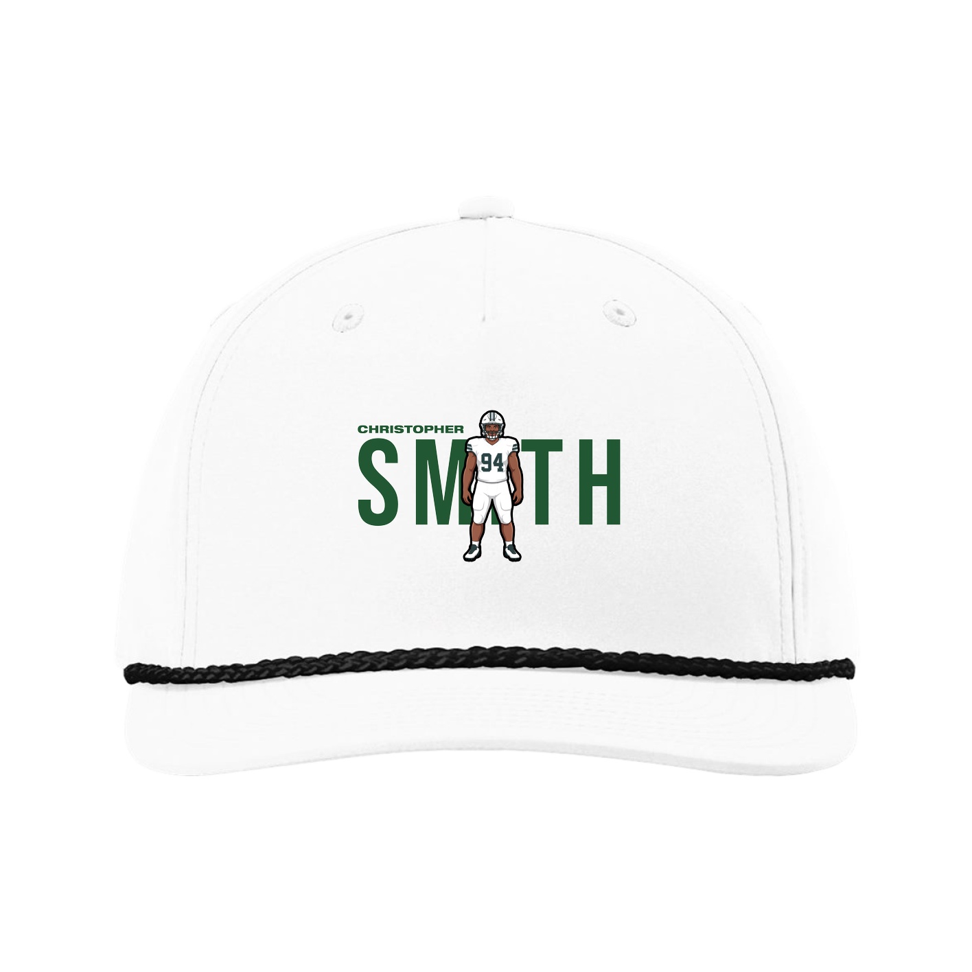 Five-Panel Classic Rope Cap — Player Name in White