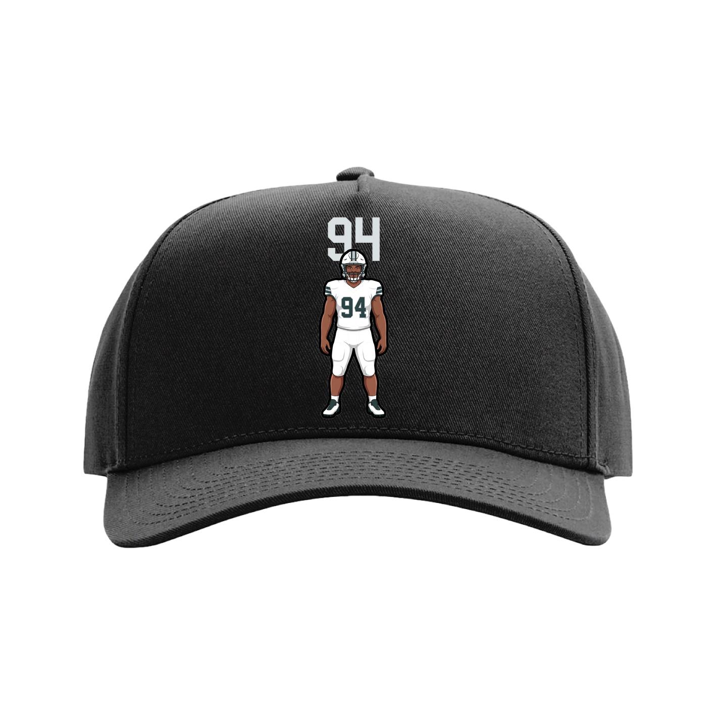 Full Fabric Five-Panel Champ Cap — Number Top in Black