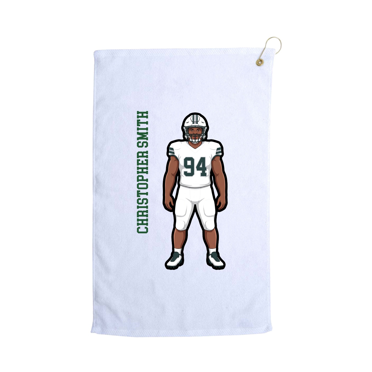 Golf Towel — Name Vertical in White