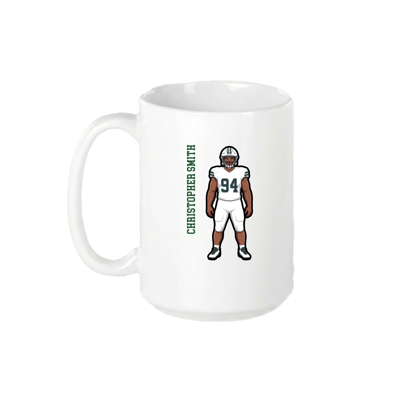 15oz Coffee Mug — Name Vertical in White