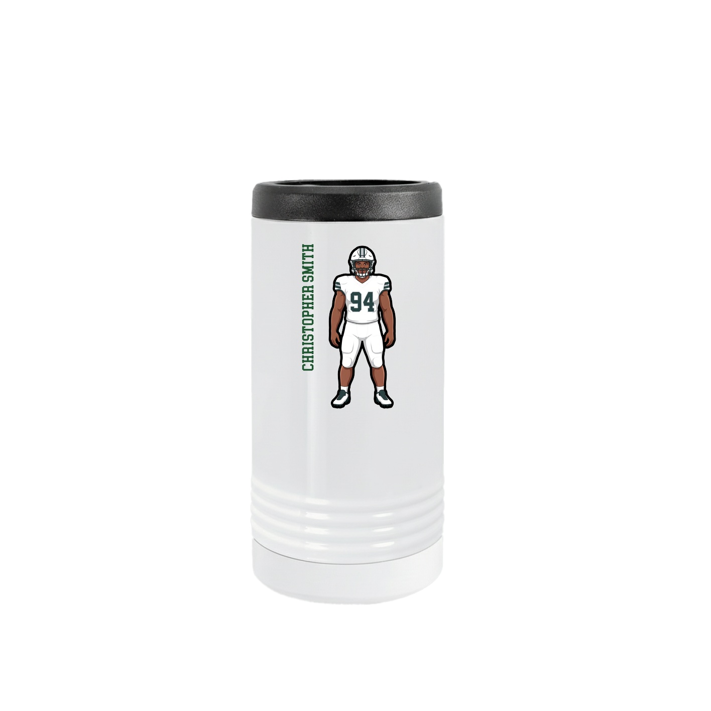 Slim Beverage Holder — Name Vertical in White
