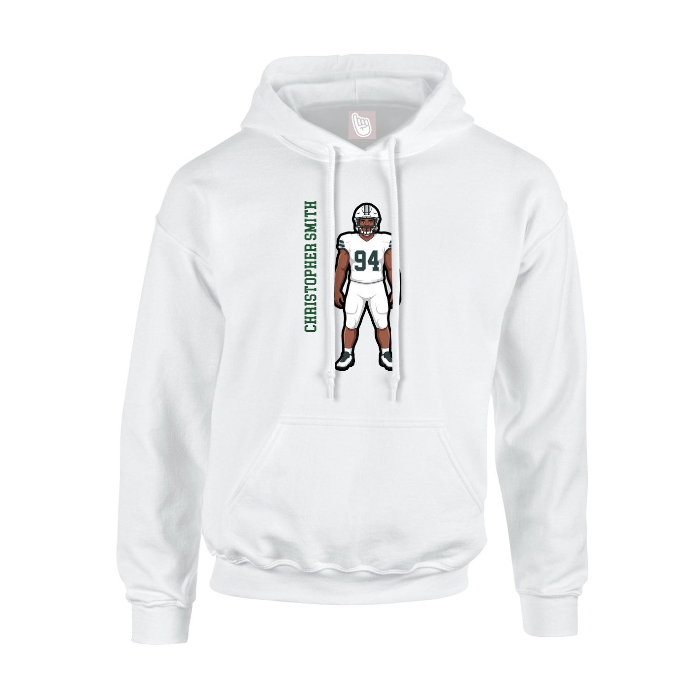Hoodie — Name Vertical in White