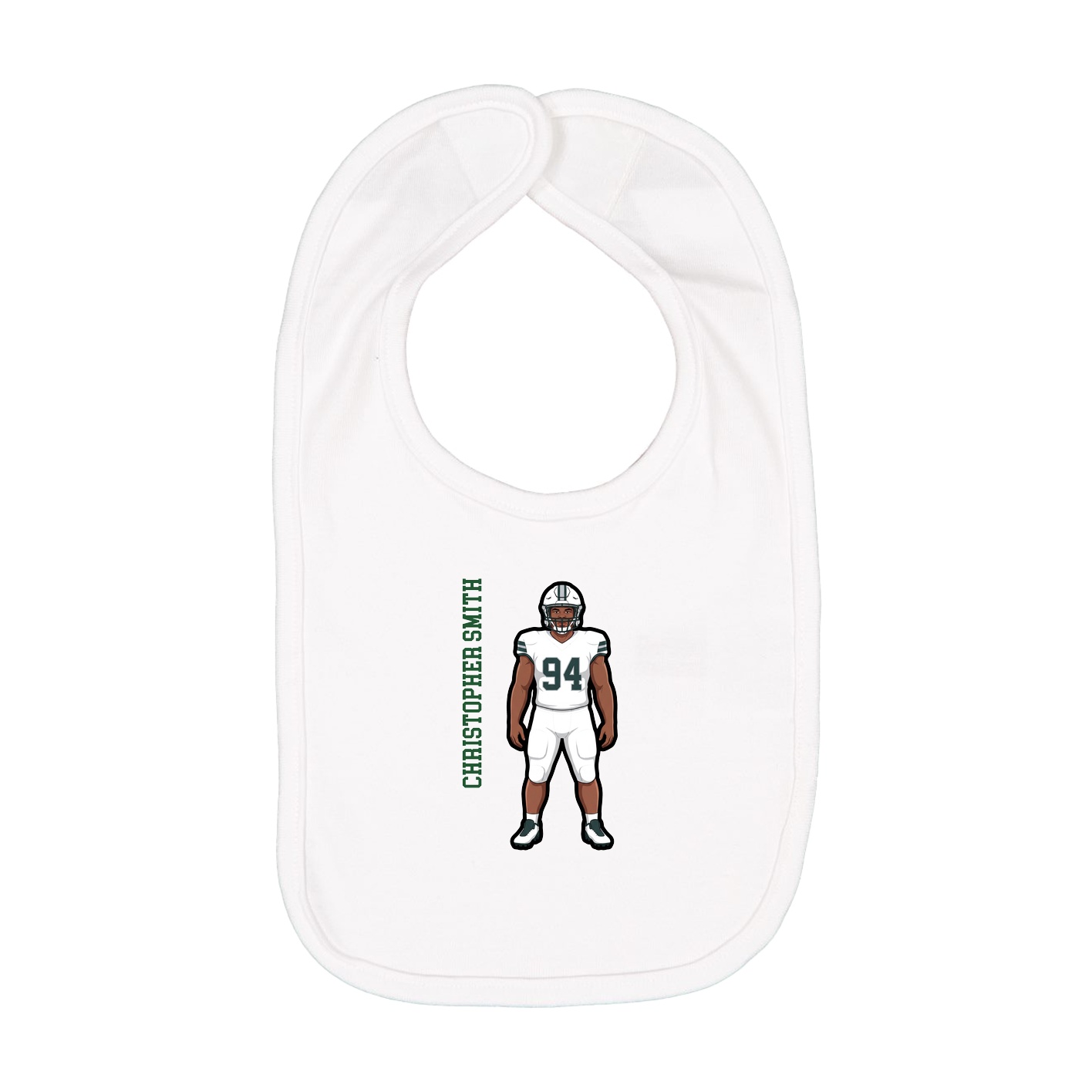 Infant Bib — Name Vertical in White