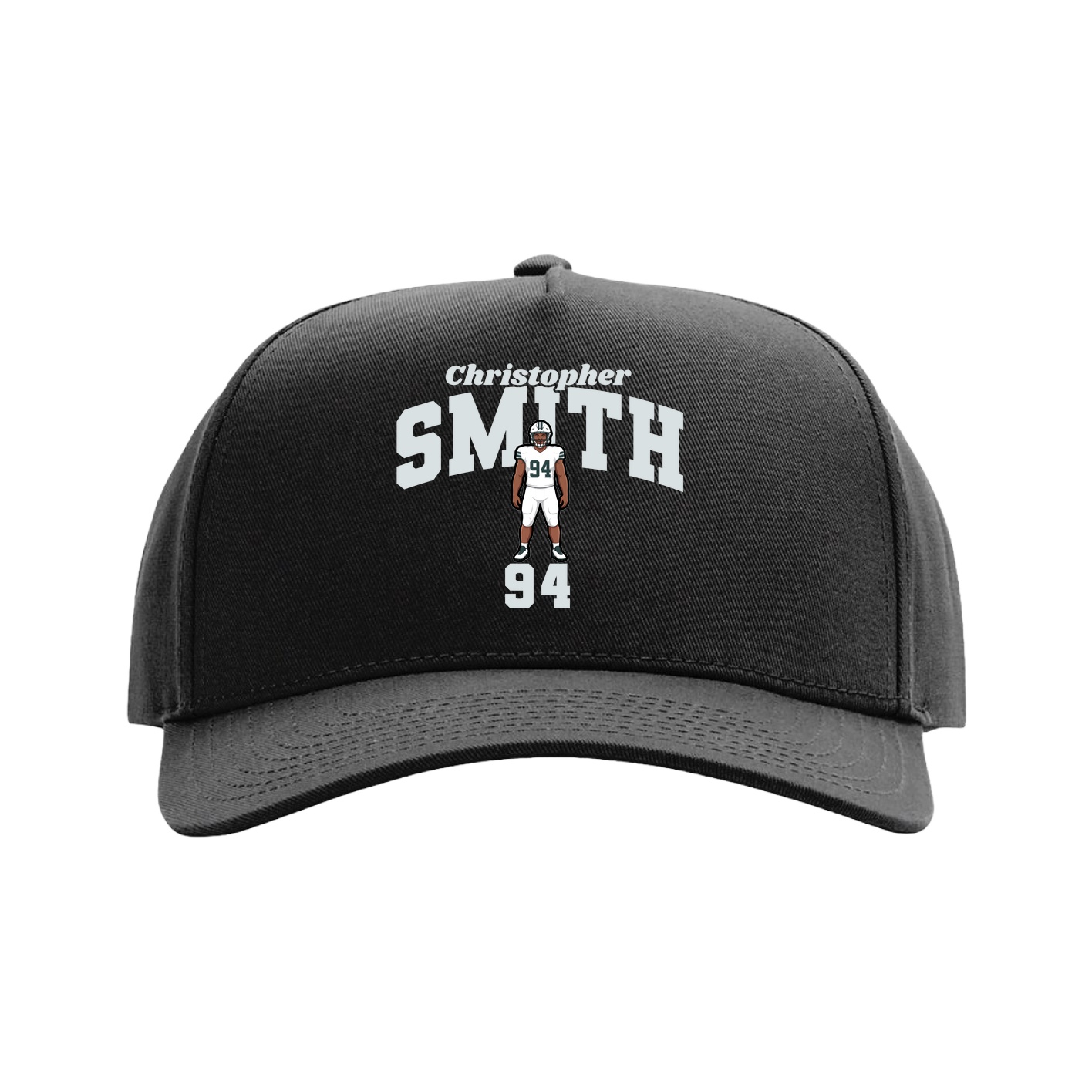 Full Fabric Five-Panel Champ Cap — Signature Arch in Black