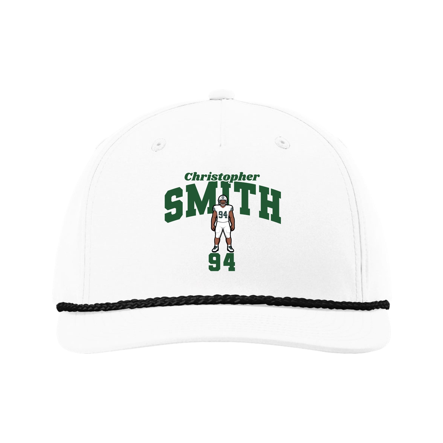 Five-Panel Classic Rope Cap — Signature Arch in White