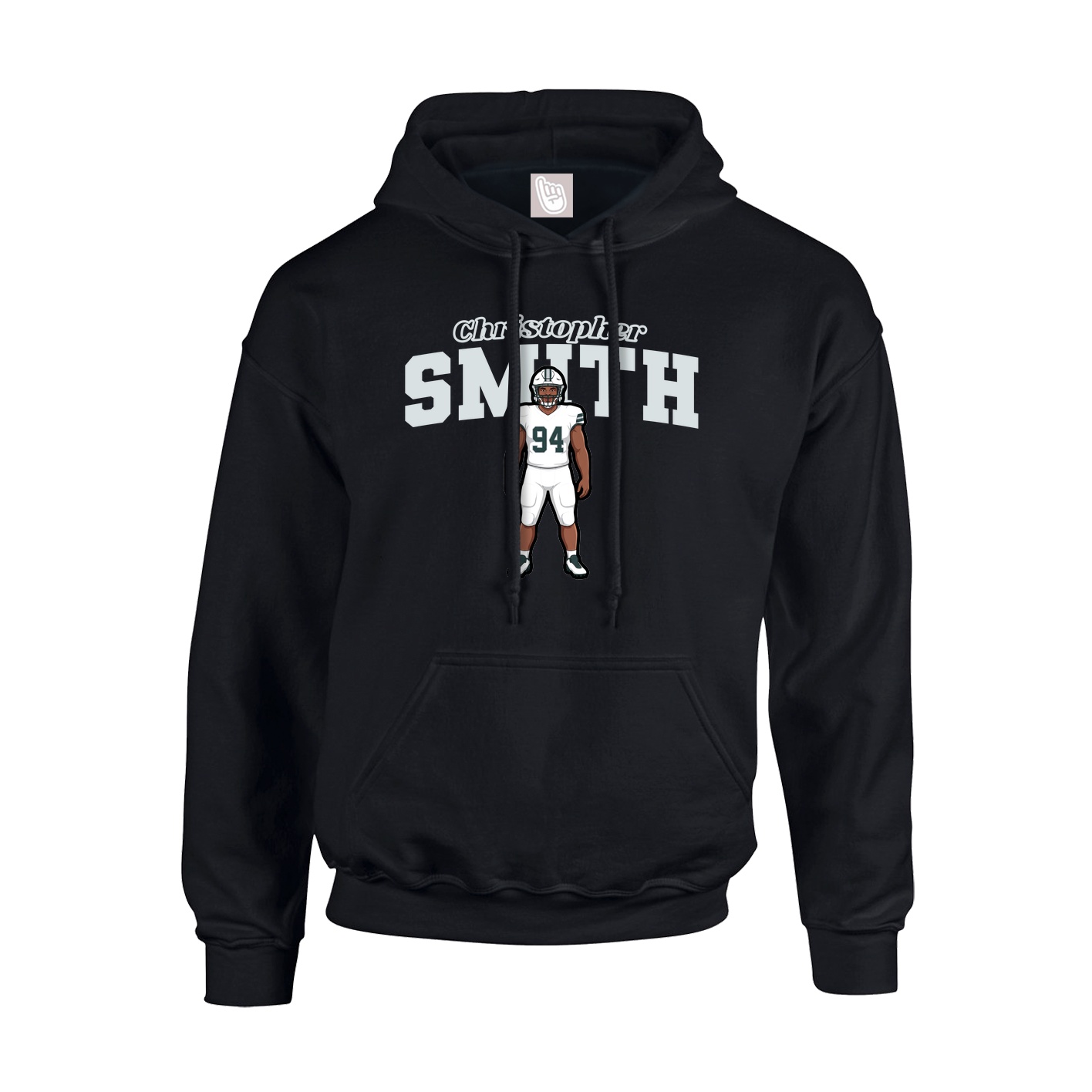 Youth Hoodie — Name Arch in Black