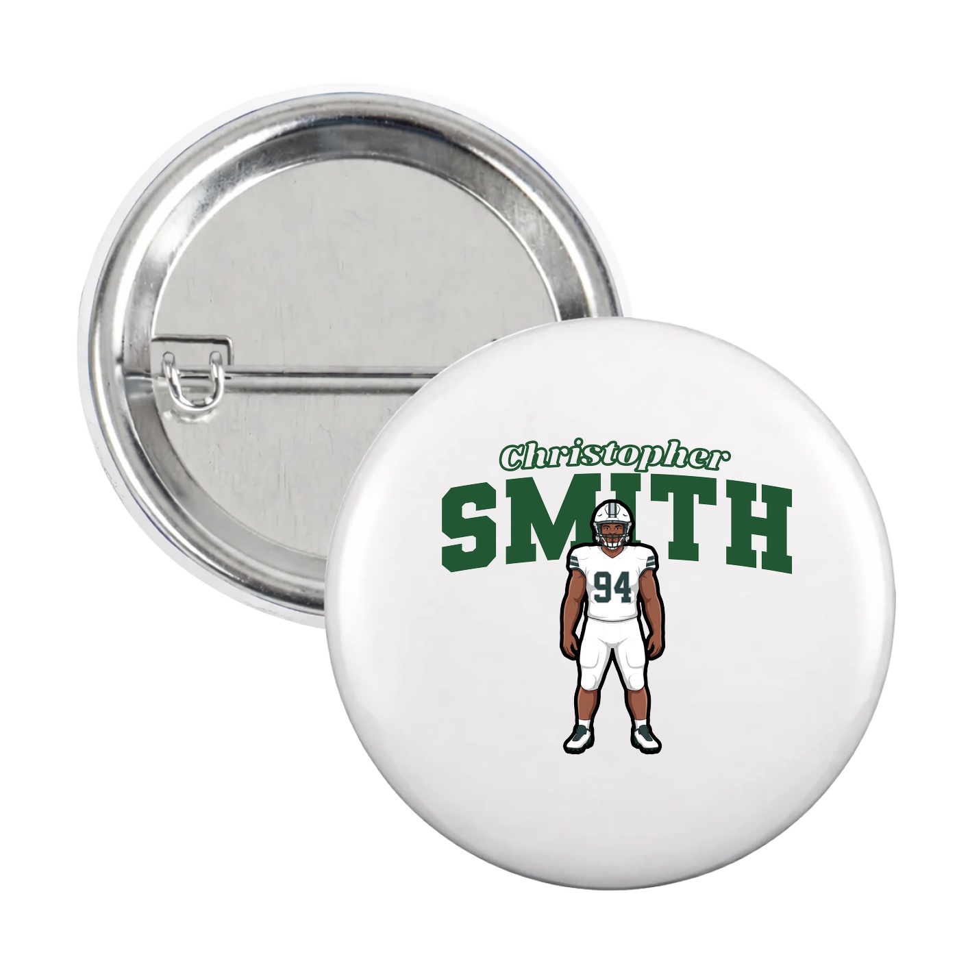 Game Day Button — Name Arch in White