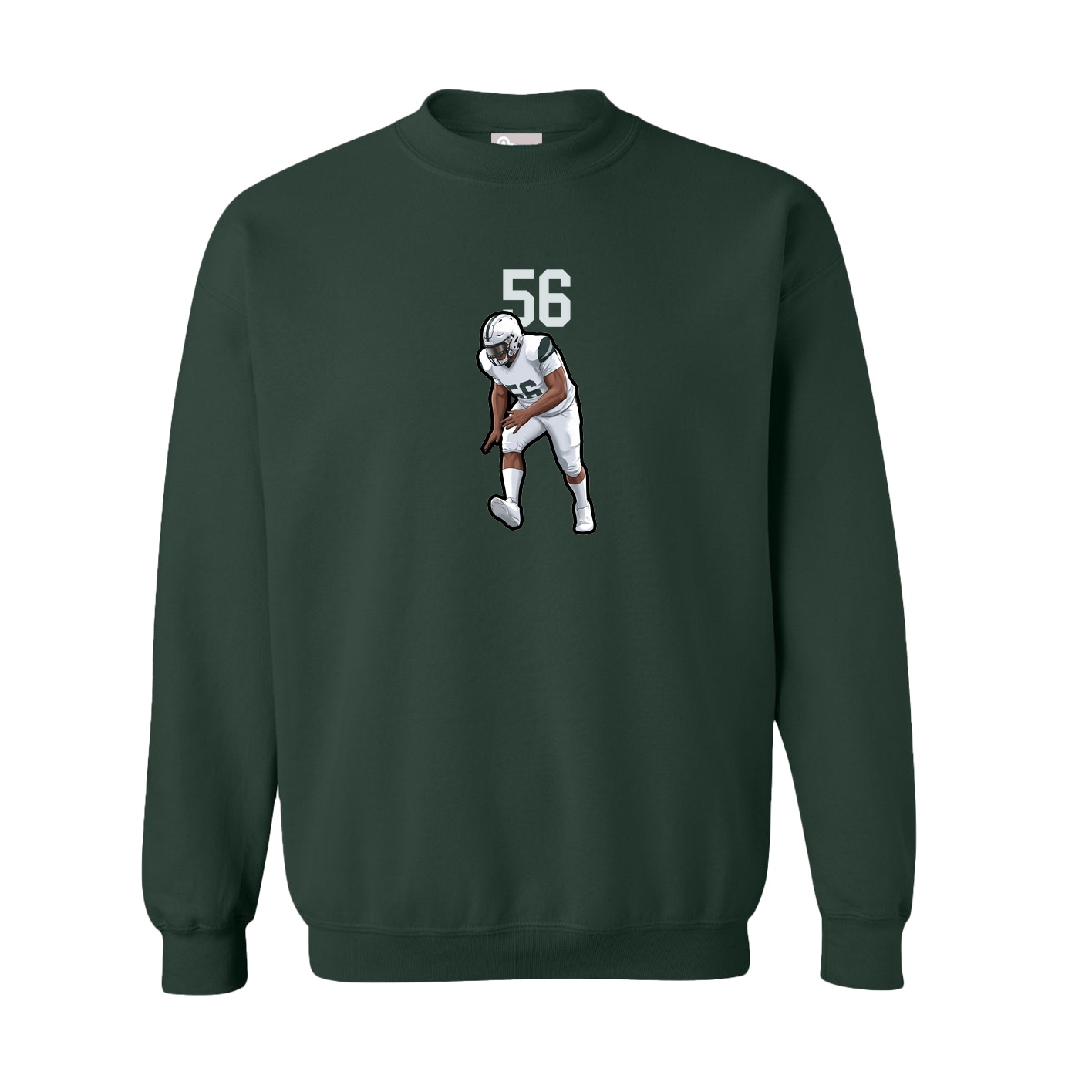 Fleece Crew — Number Top in Green