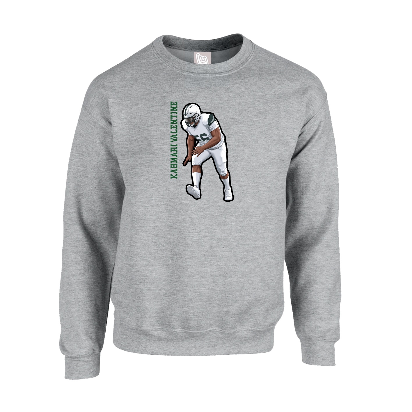 Fleece Crew — Name Vertical in Grey