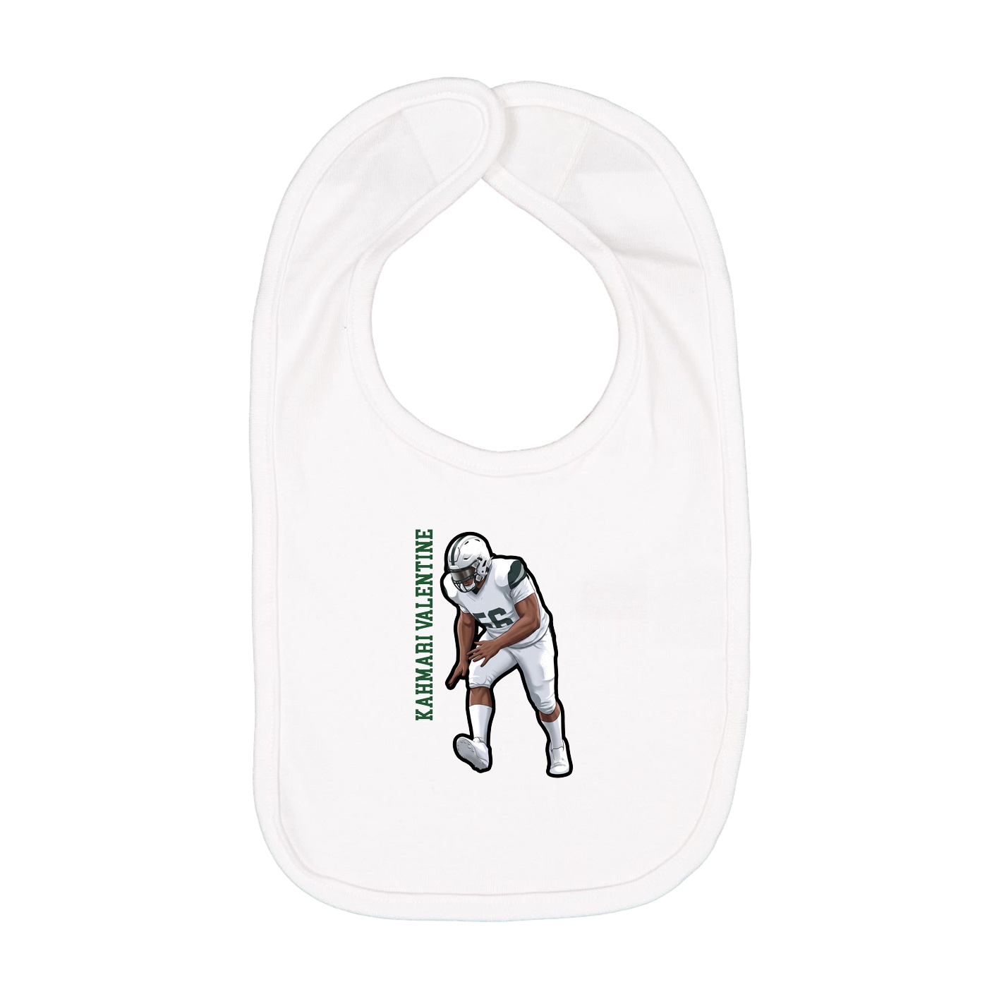 Infant Bib — Name Vertical in White