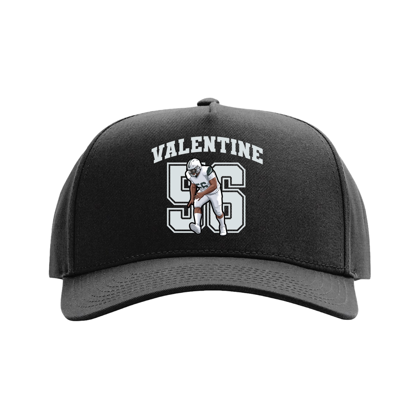 Full Fabric Five-Panel Champ Cap — Number in Black