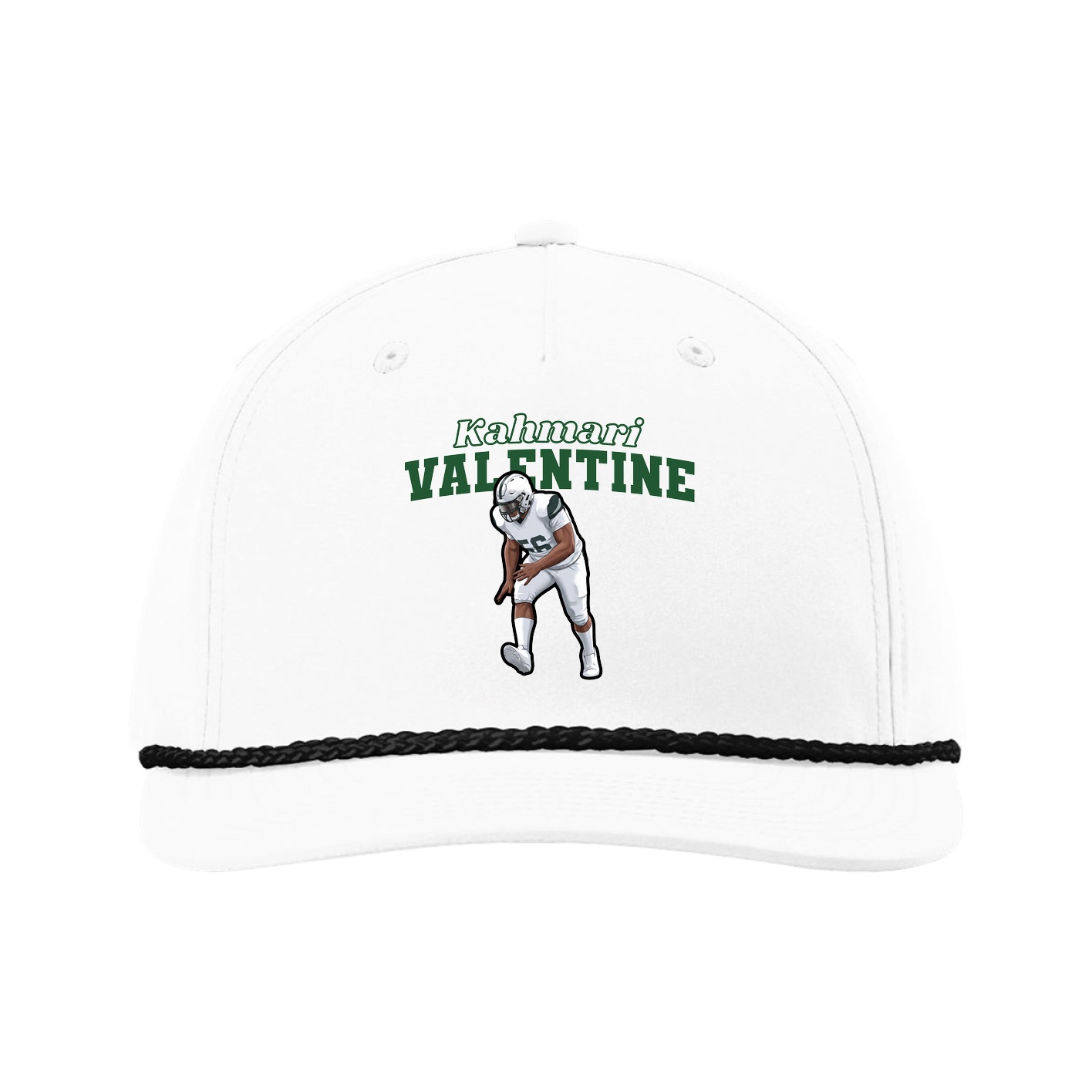 Five-Panel Classic Rope Cap — Name Arch in White