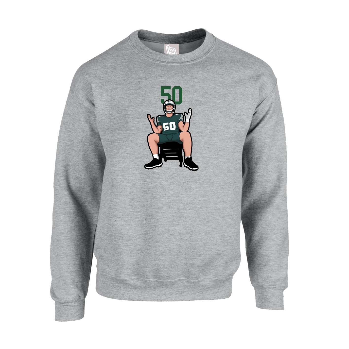 Fleece Crew — Number Top in Grey
