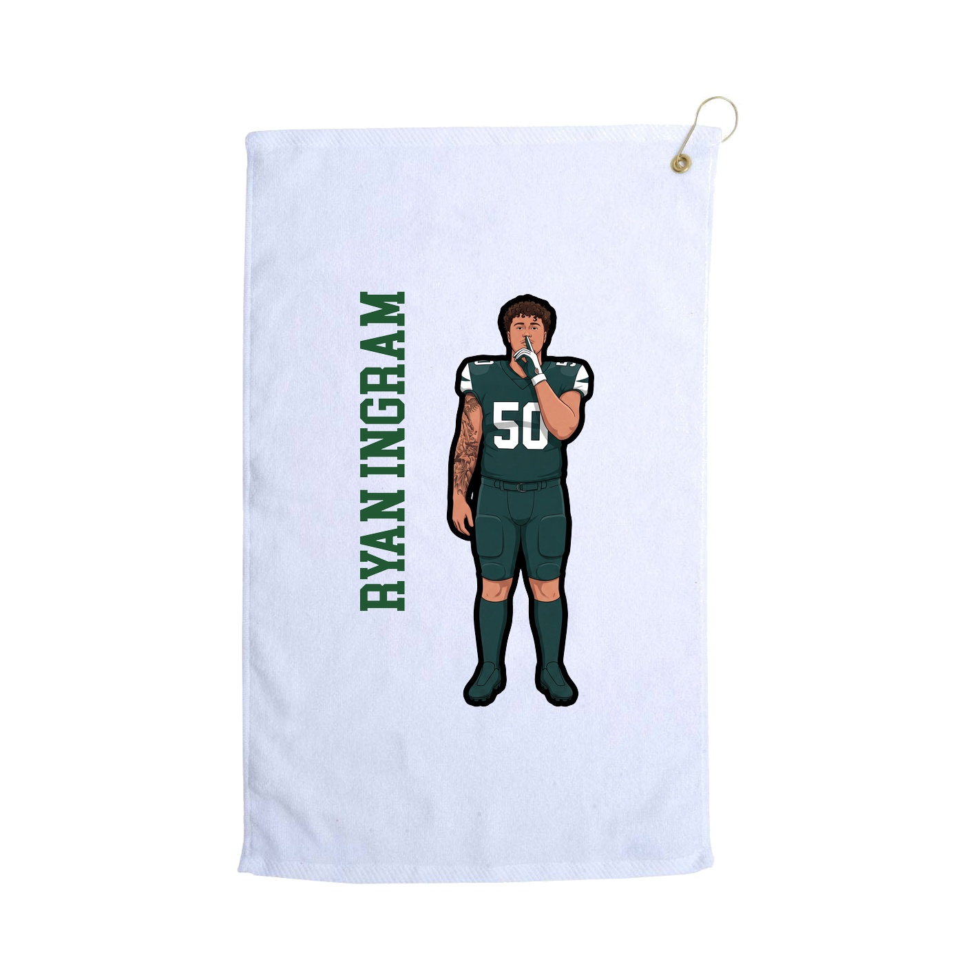 Golf Towel — Name Vertical in White