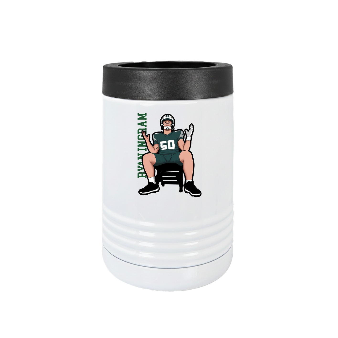 Beverage Holder — Name Vertical in White