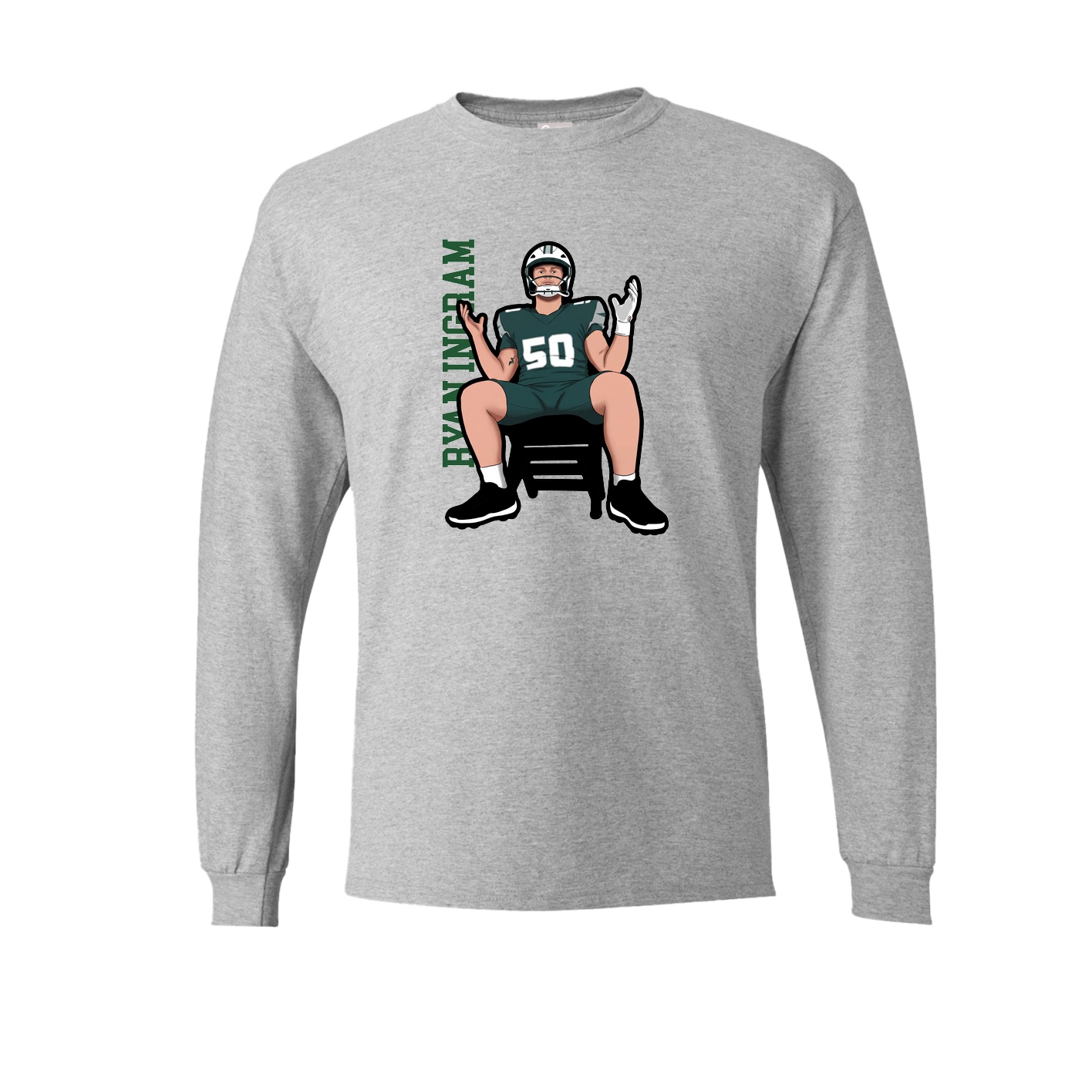 Long Sleeve Tee — Name Vertical in Grey