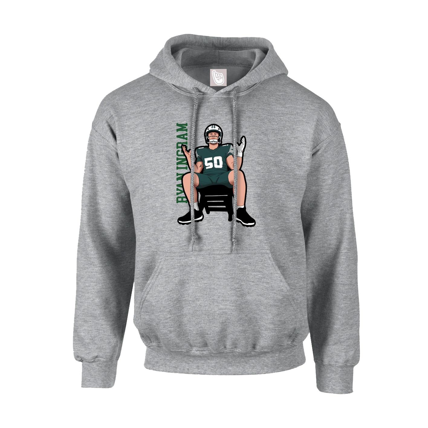 Hoodie — Name Vertical in Grey