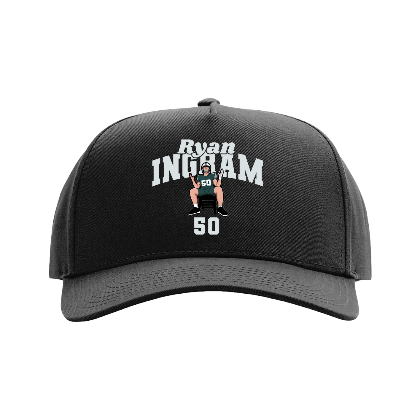 Full Fabric Five-Panel Champ Cap — Signature Arch in Black