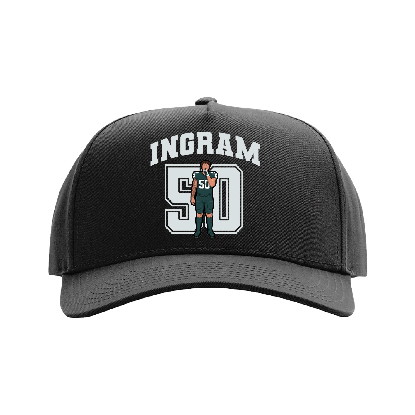 Full Fabric Five-Panel Champ Cap — Number in Black