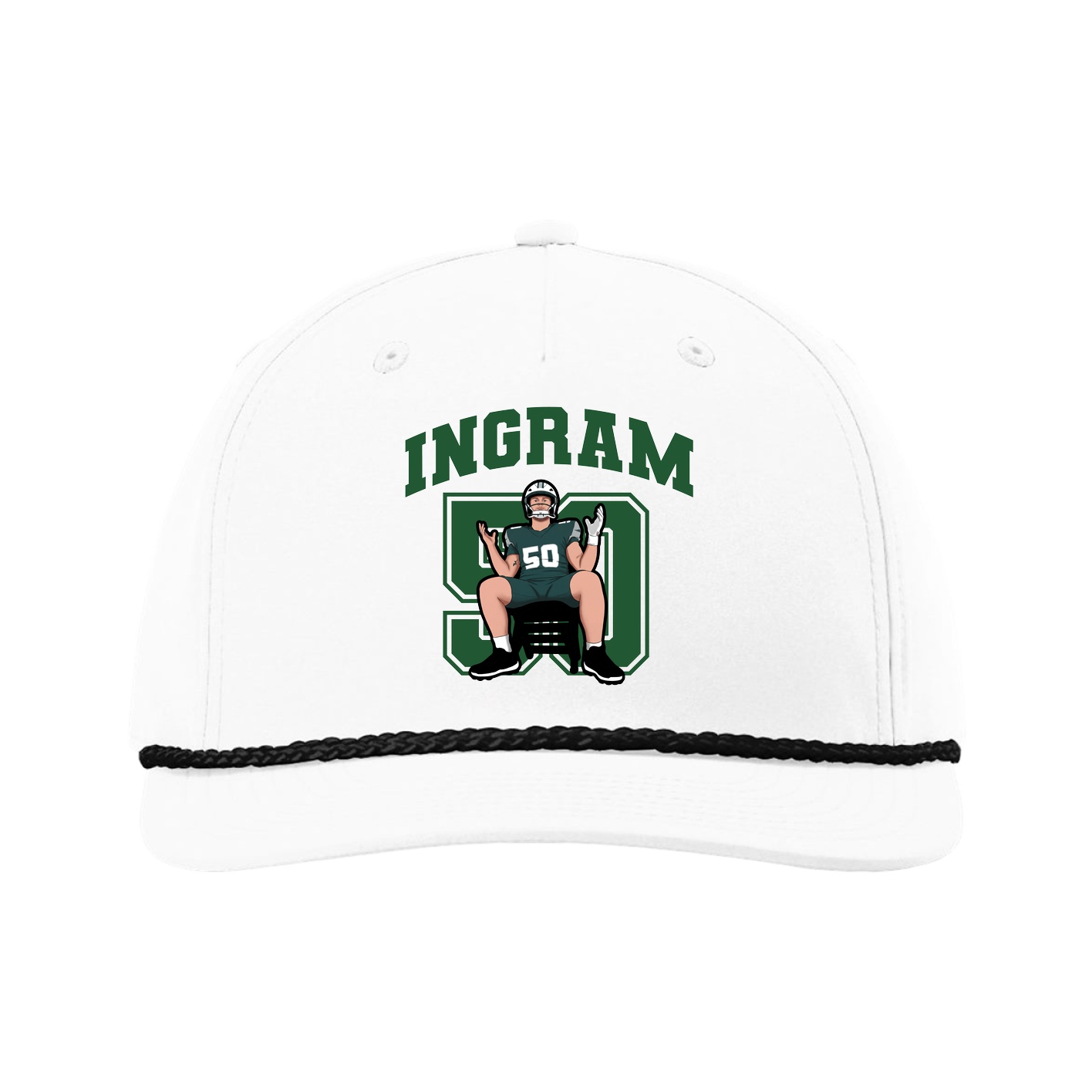 Five-Panel Classic Rope Cap — Number in White