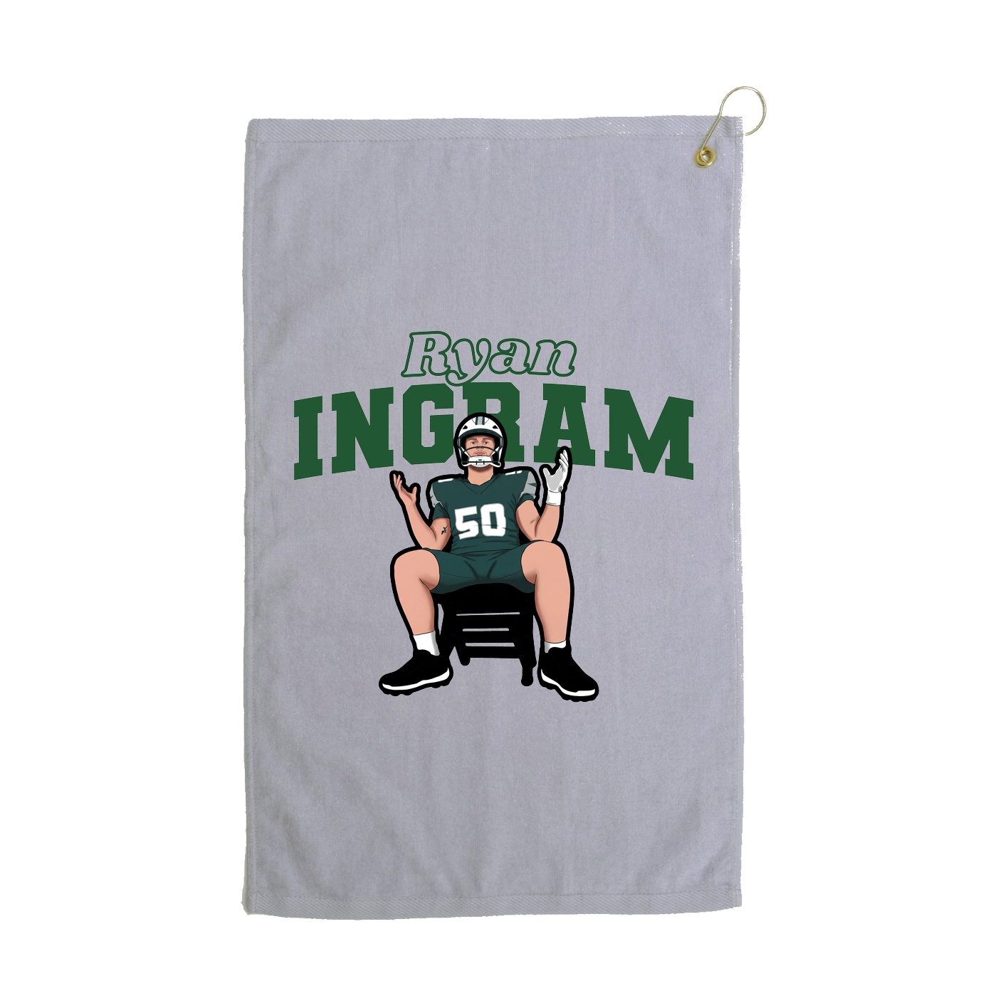 Golf Towel — Name Arch in Grey