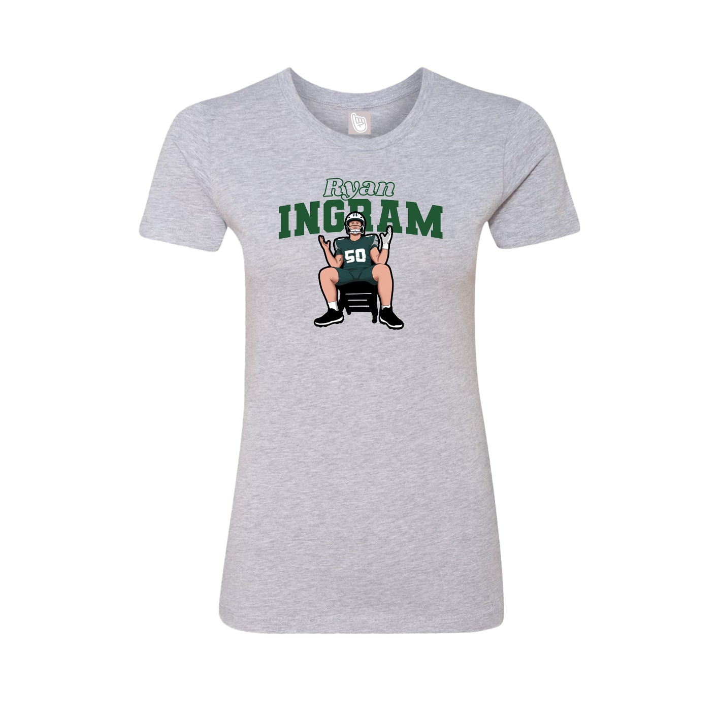 Fitted Women's Tee — Name Arch in Grey