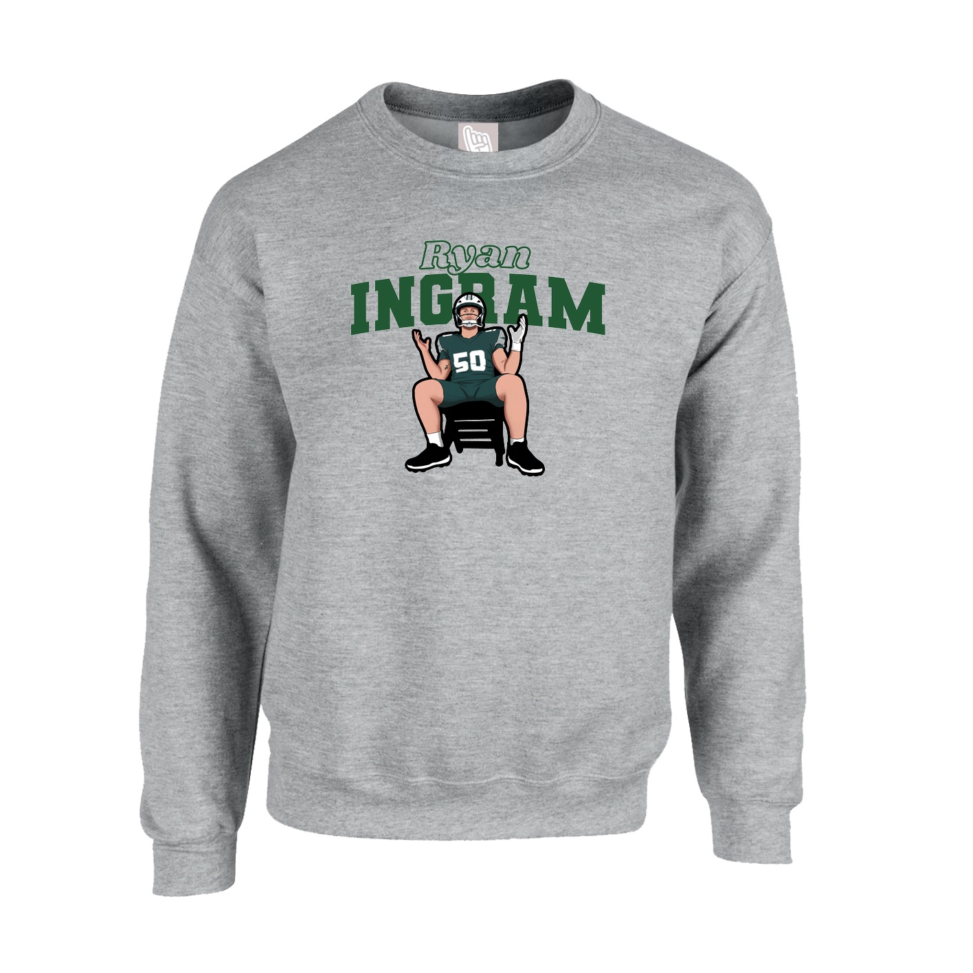 Fleece Crew — Name Arch in Grey